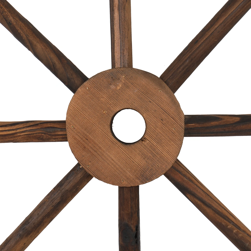 2pcs 24-Inch Old Western Style Garden Art Wall Decor Wooden Wagon Wheel Brown view 10