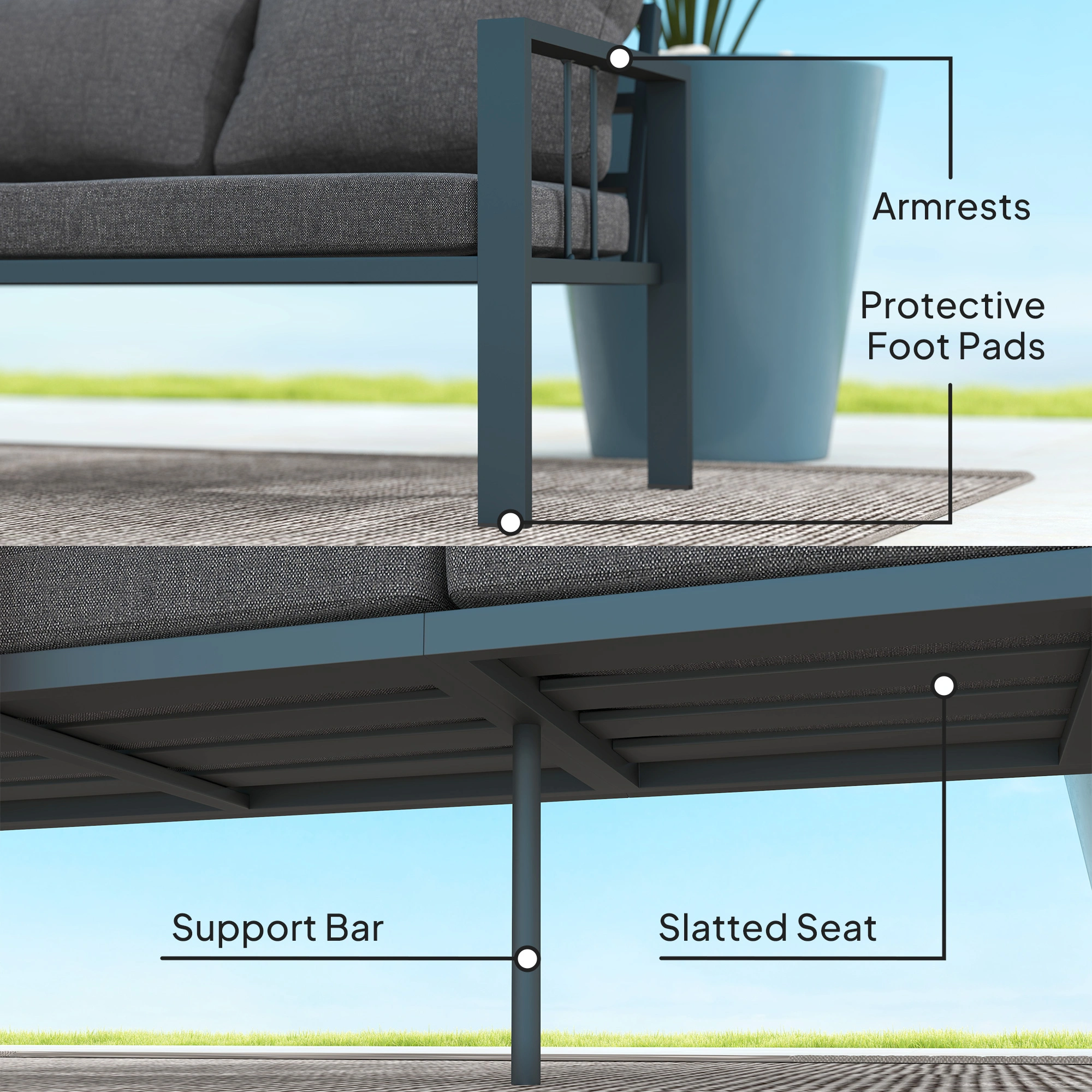 Outdoor Patio Furniture Sectional Sofa 7-Piece PE Rattan Chair Set with Glass Table, Brown view 3