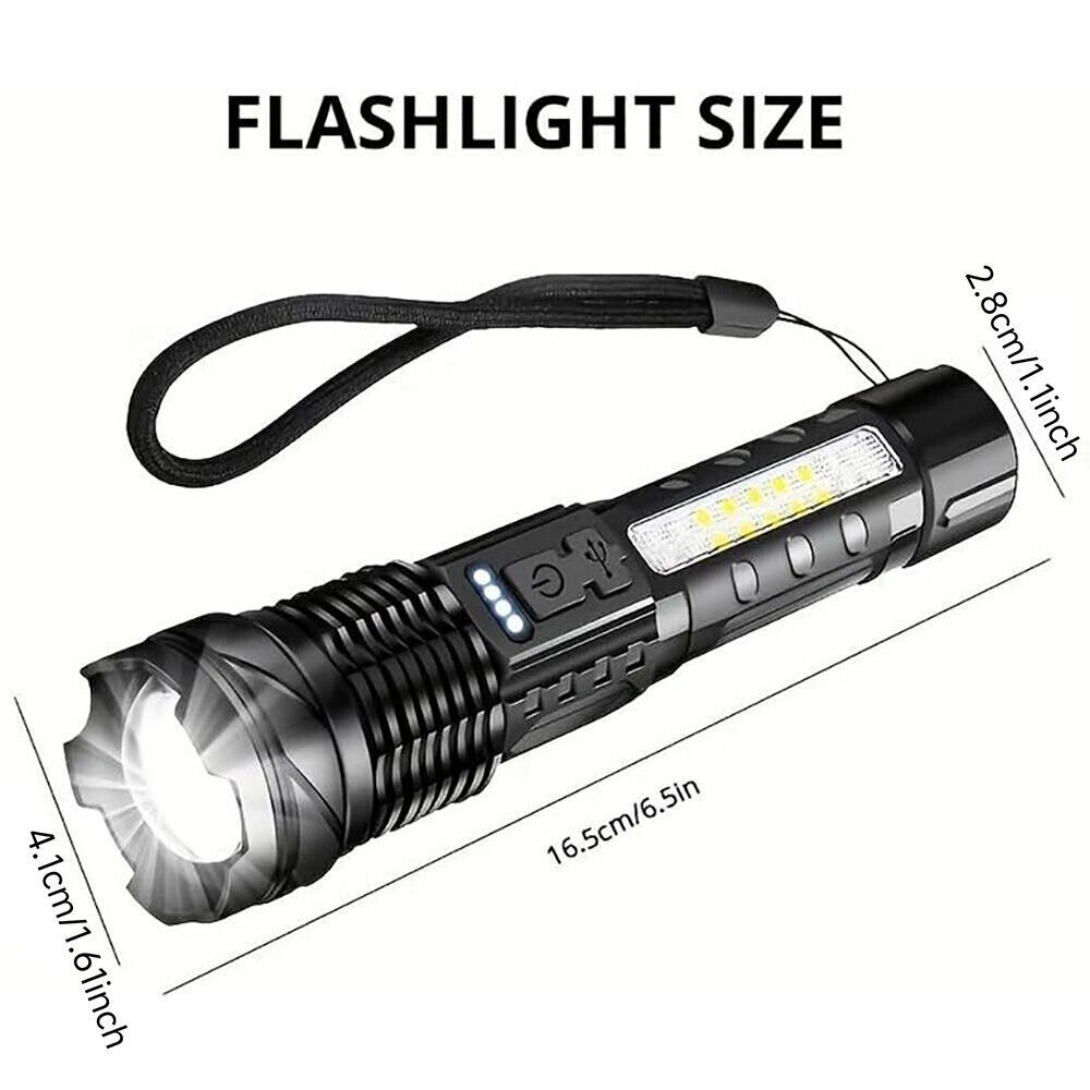 USB Rechargeable LED Flashlight Adjustable Focus Work Light for Camping Hiking Outdoor use view 2