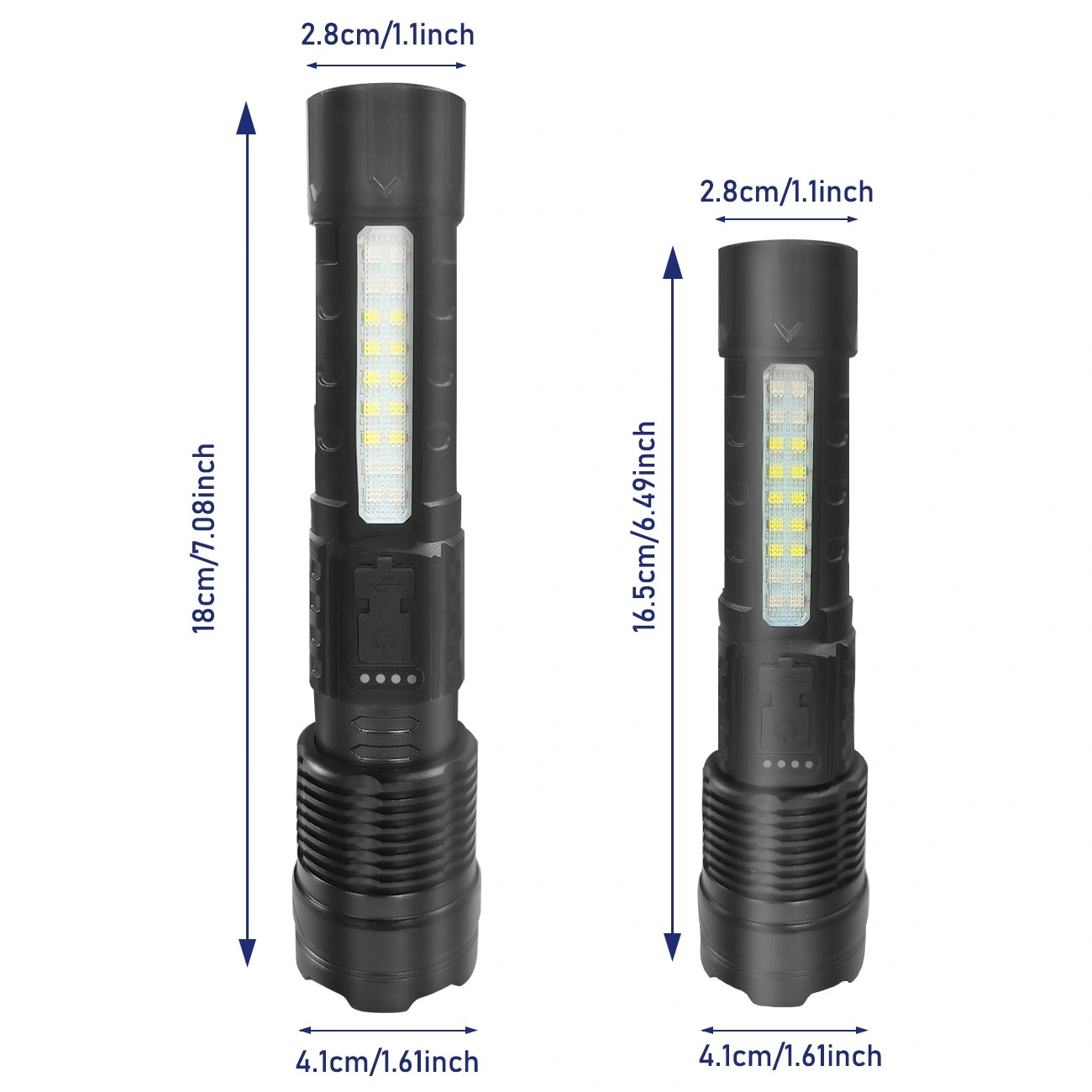 USB Rechargeable LED Flashlight Adjustable Focus Work Light for Camping Hiking Outdoor use view 3