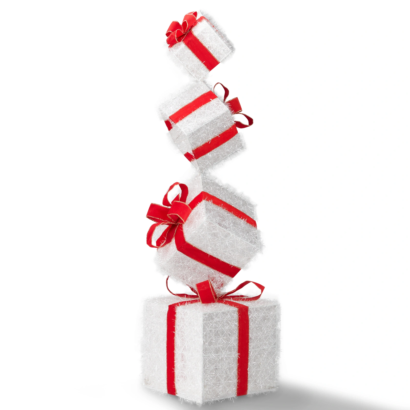 3FT Lighted Gift Box Tower, Pre-lit Stacked Present Boxes Ornament with 80 LED Warm White Lights and Stakes for Christmas Outdoor Indoor Decorations Lighted Holiday Displays view 14