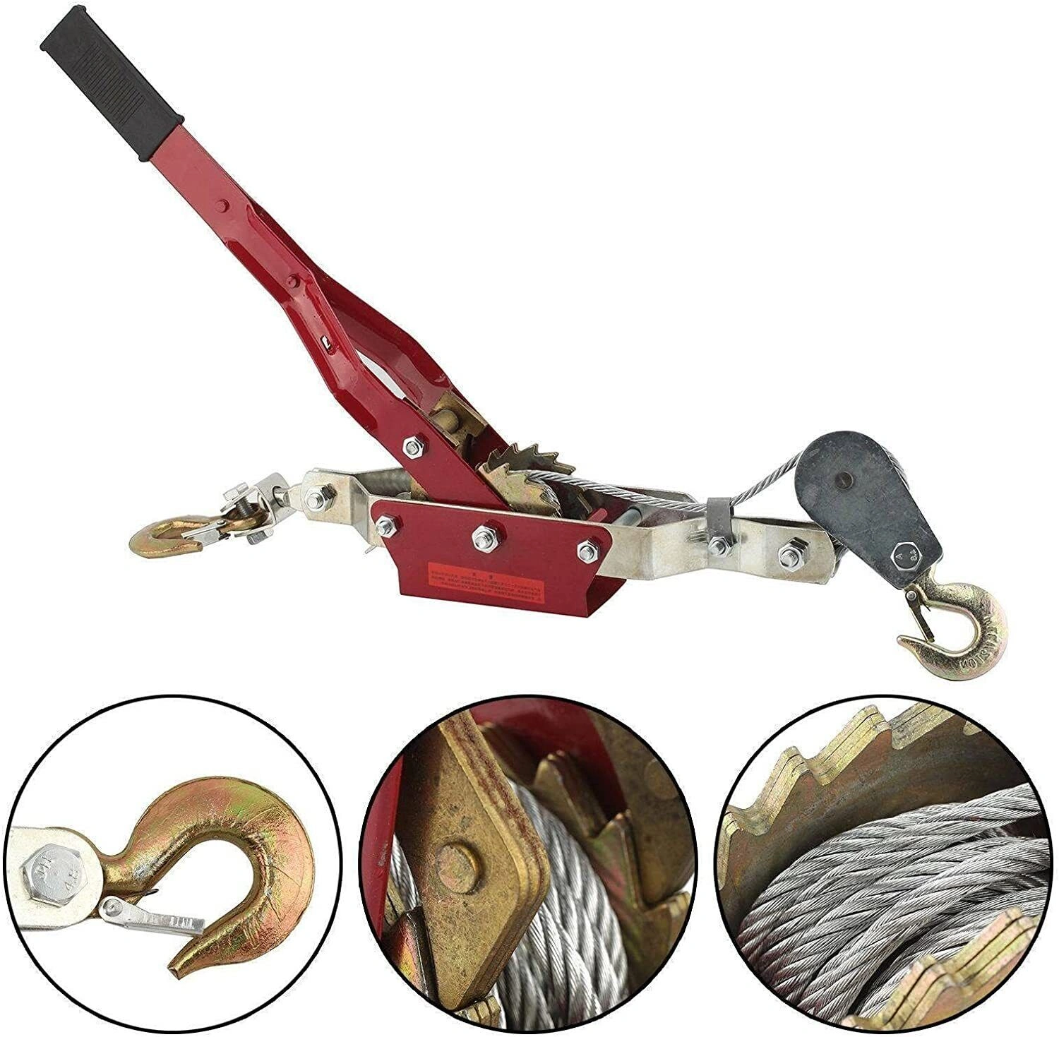 4 Ton Dual Gear Power Puller Heavy Duty 2 Hook Cable Puller Hand Winch Turfer view 3