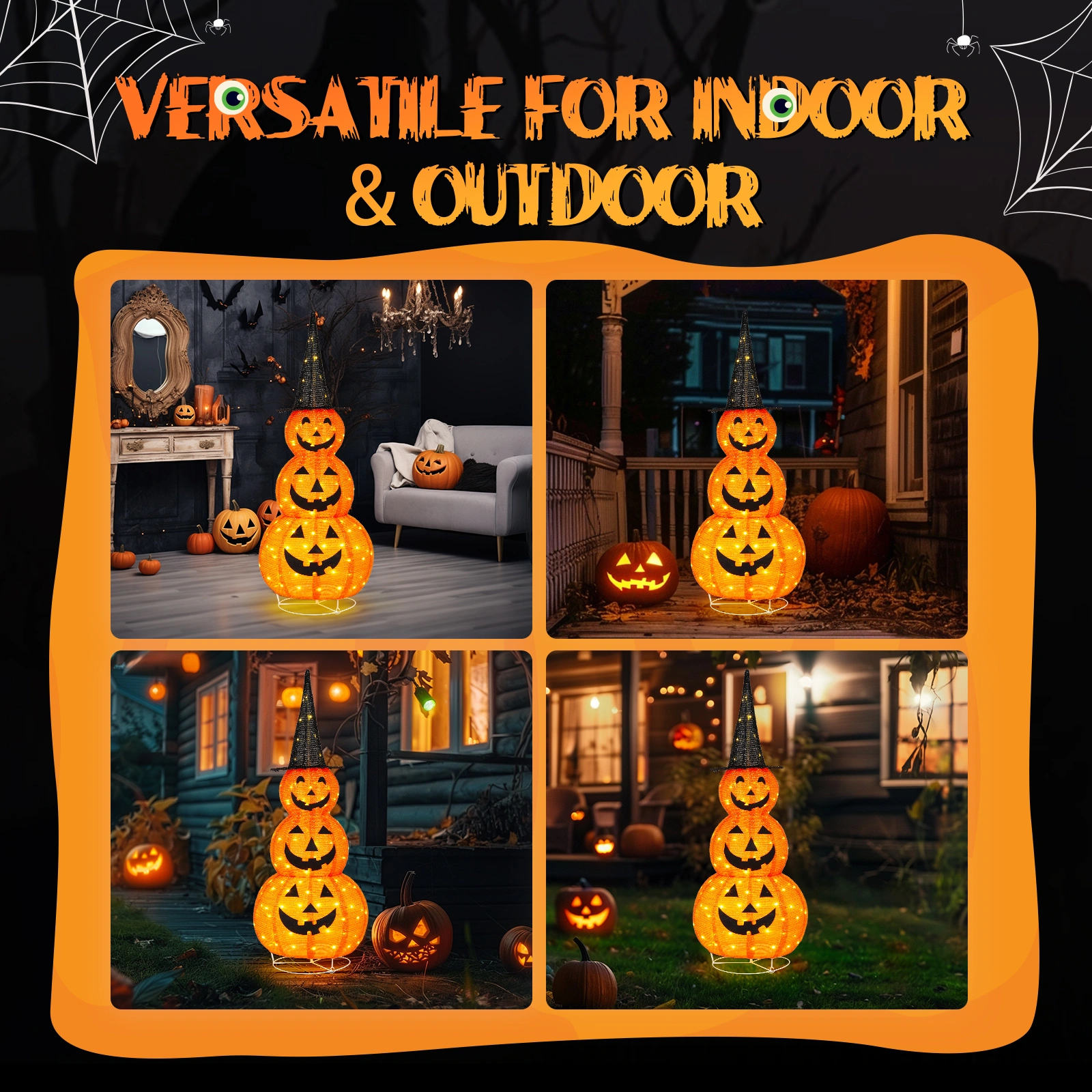 5ft Halloween Collapsible Pumpkin Decorations 100 LED Lights view 4