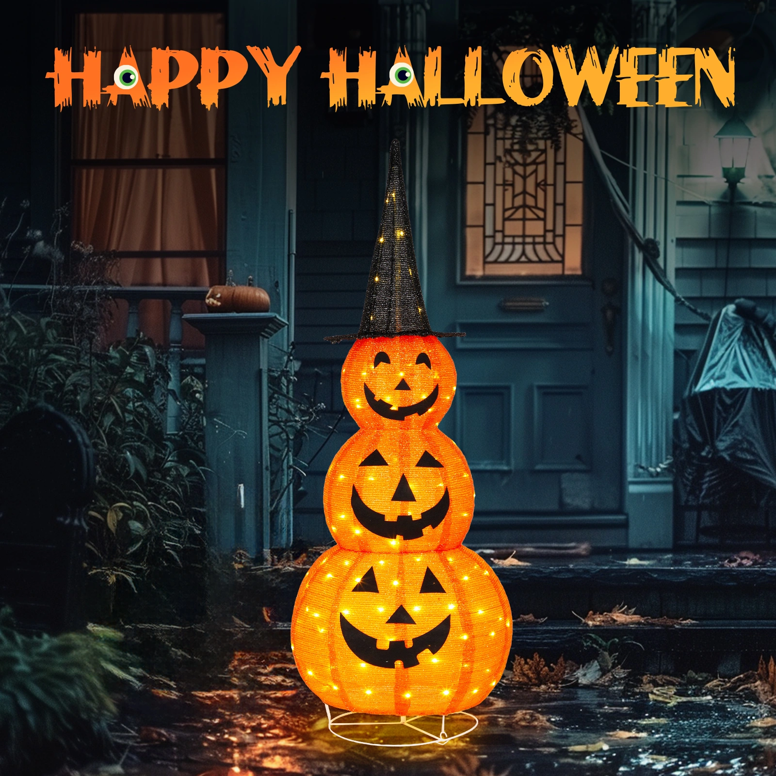 5ft Halloween Collapsible Pumpkin Decorations 100 LED Lights view 6