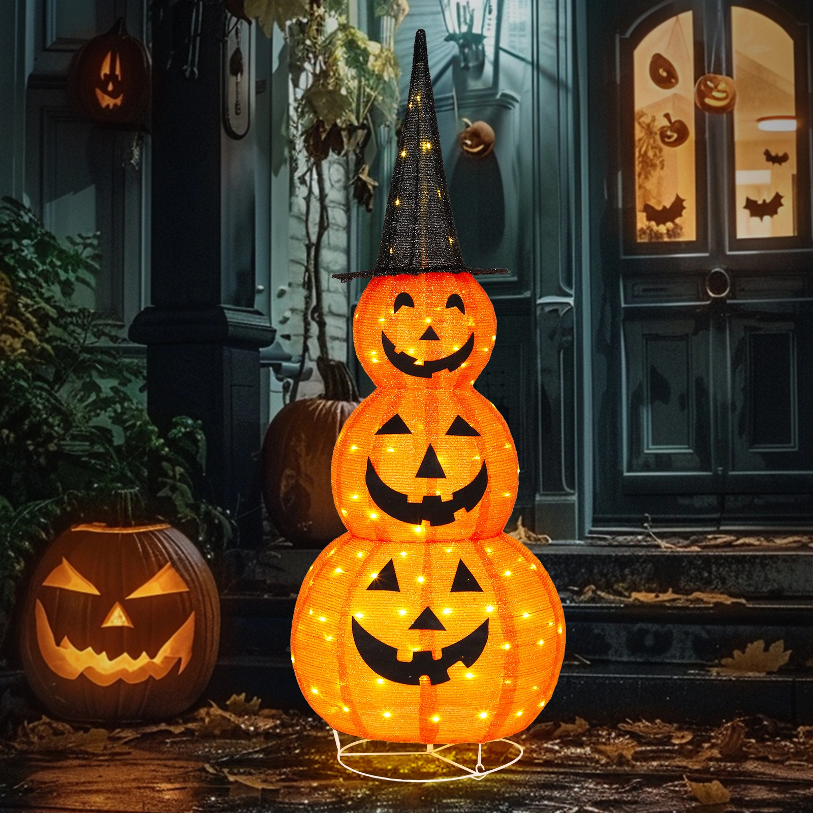 5ft Halloween Collapsible Pumpkin Decorations 100 LED Lights view 9