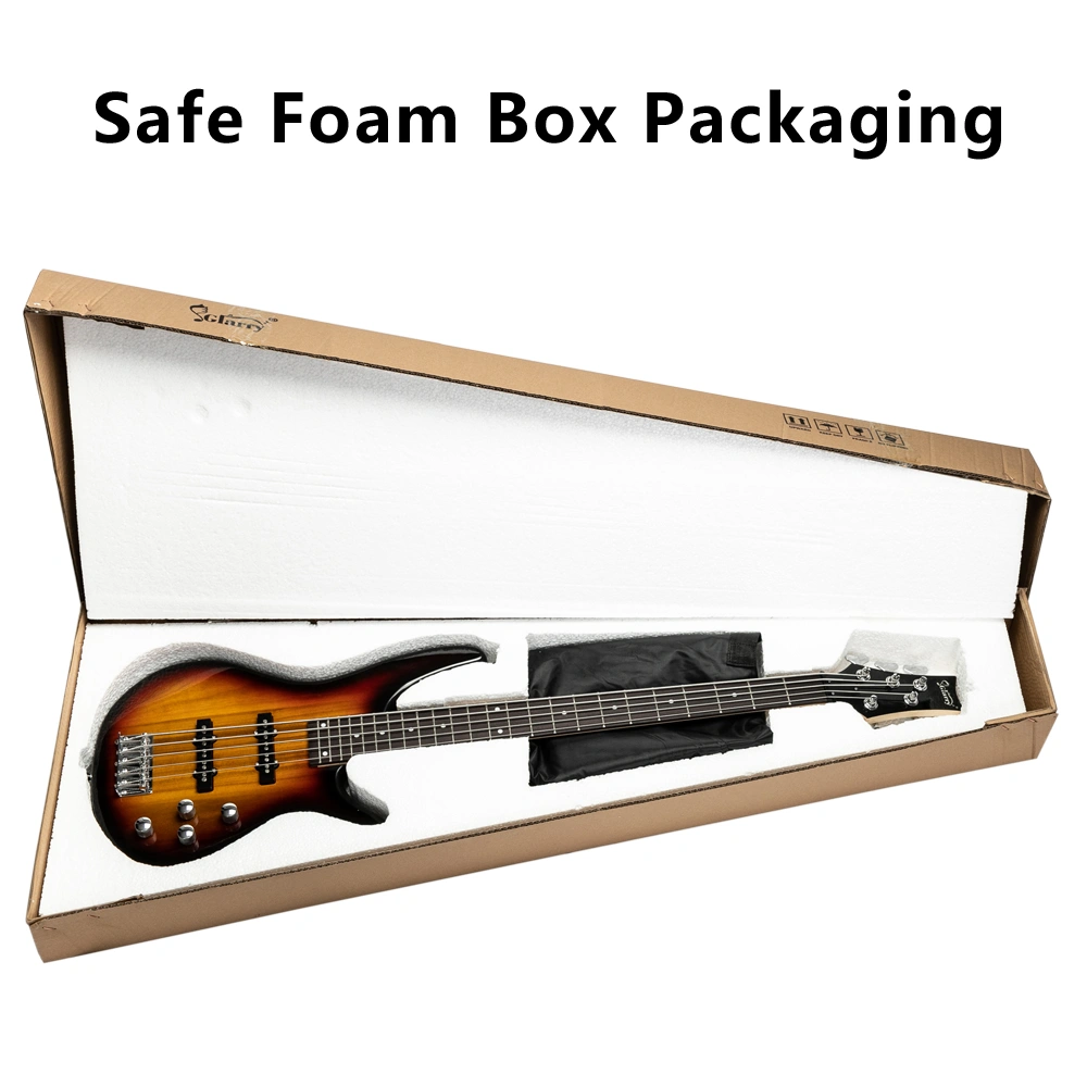 GIB 5 String Full Size Electric Bass Guitar SS Pickups and Amp Kit for The Experienced Player Sunset Color view 16