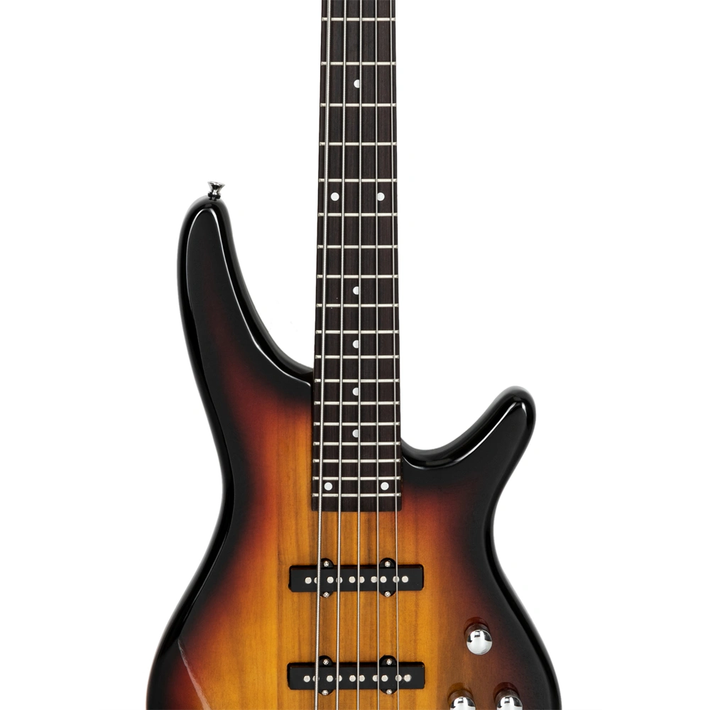 GIB 5 String Full Size Electric Bass Guitar SS Pickups and Amp Kit for The Experienced Player Sunset Color view 7