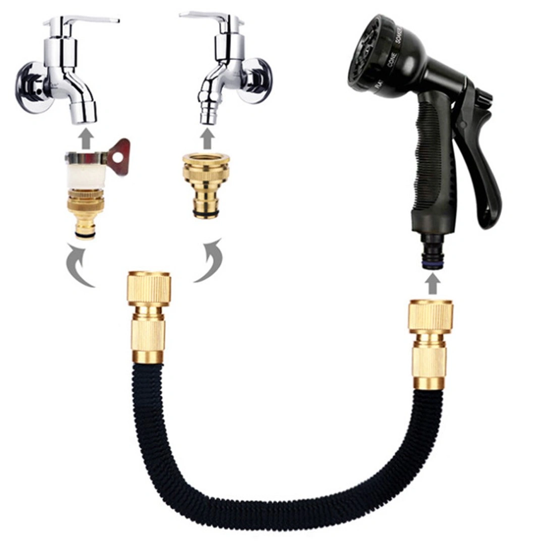 50FT Expandable Garden Hose Heavy Duty - Flexible Water Hose Pipe with Spray Gun for UK Gardens view 2