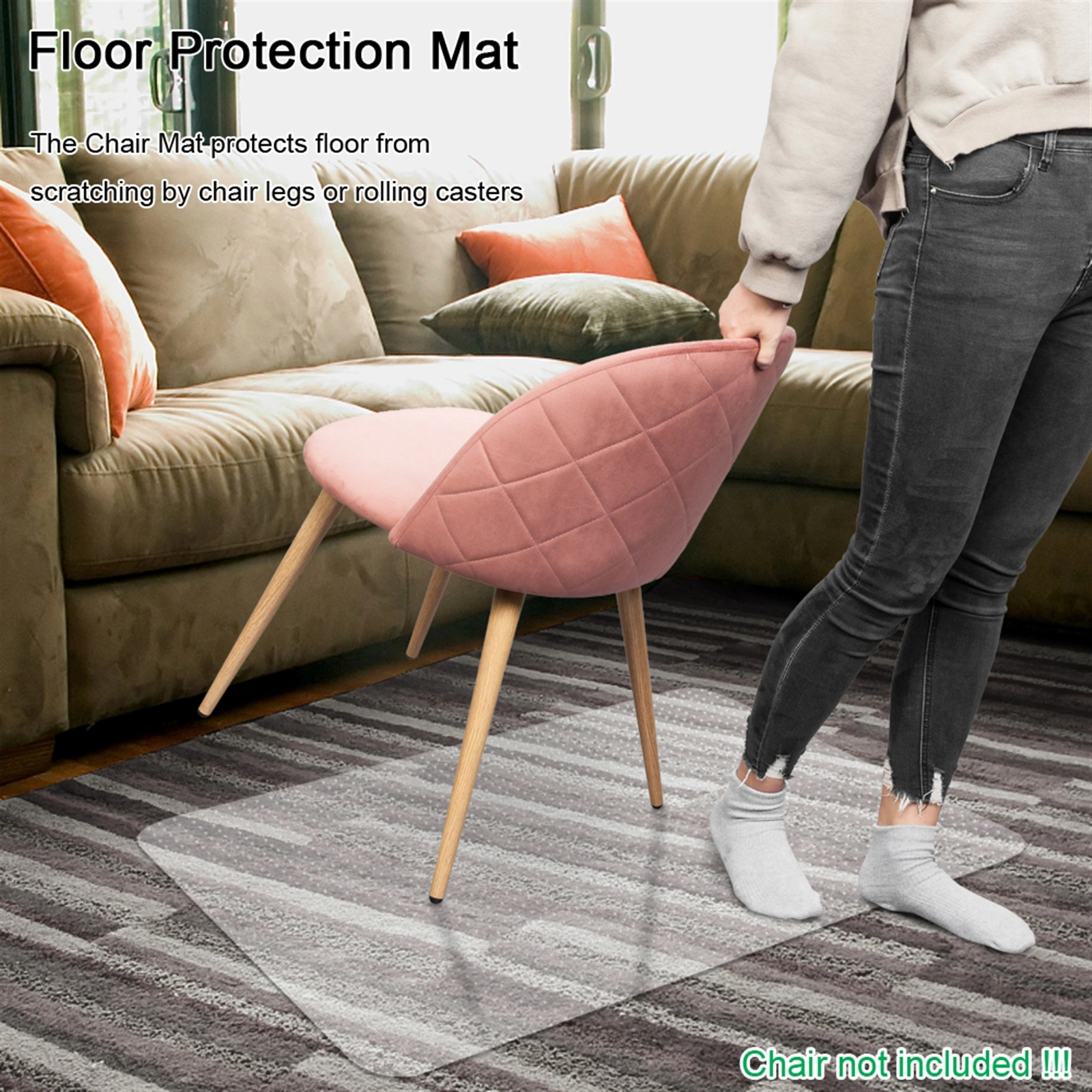 Transparent PVC Floor Protection Mat - Rectangle Chair Mat for Home Office view 17
