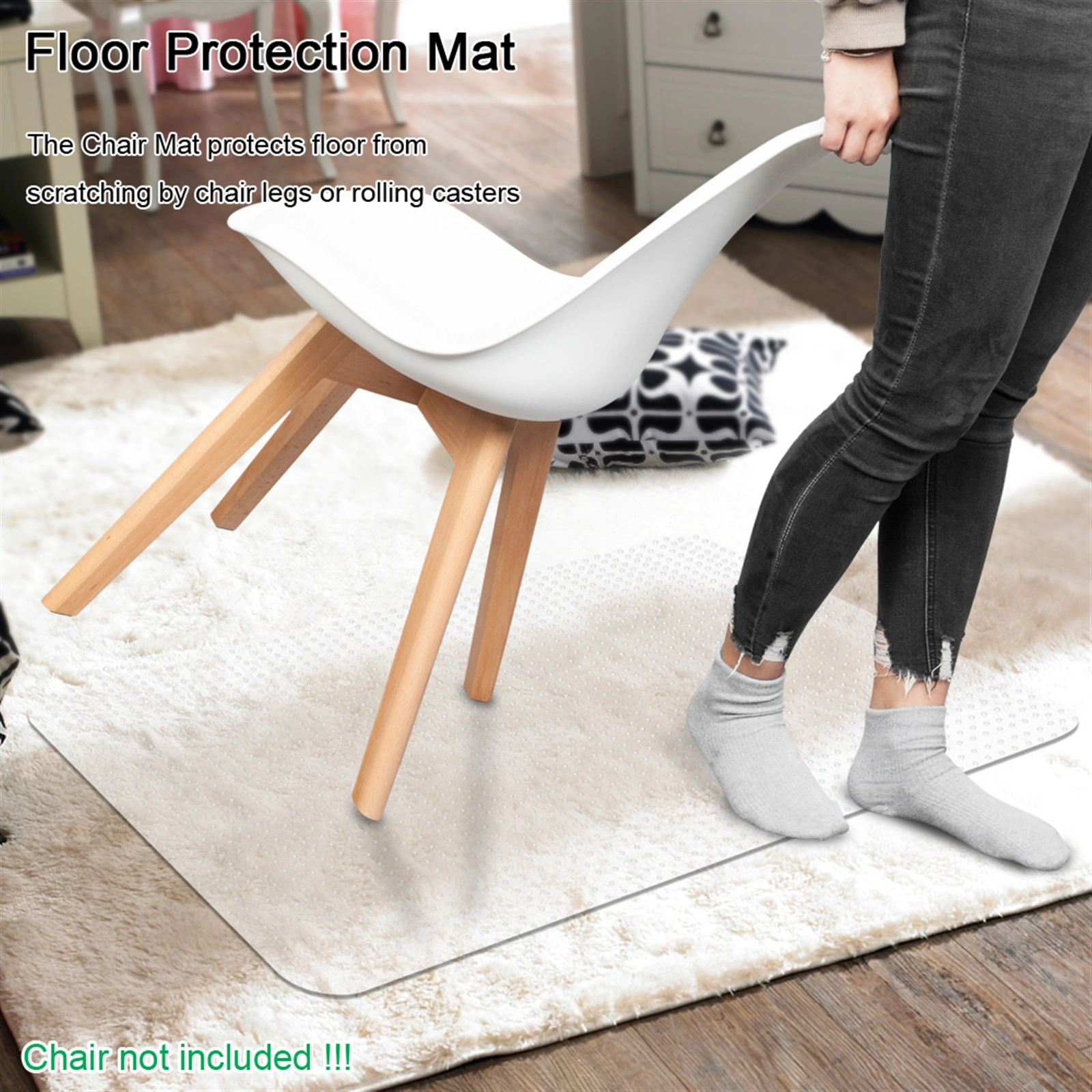 Transparent PVC Floor Protection Mat - Rectangle Chair Mat for Home Office view 18