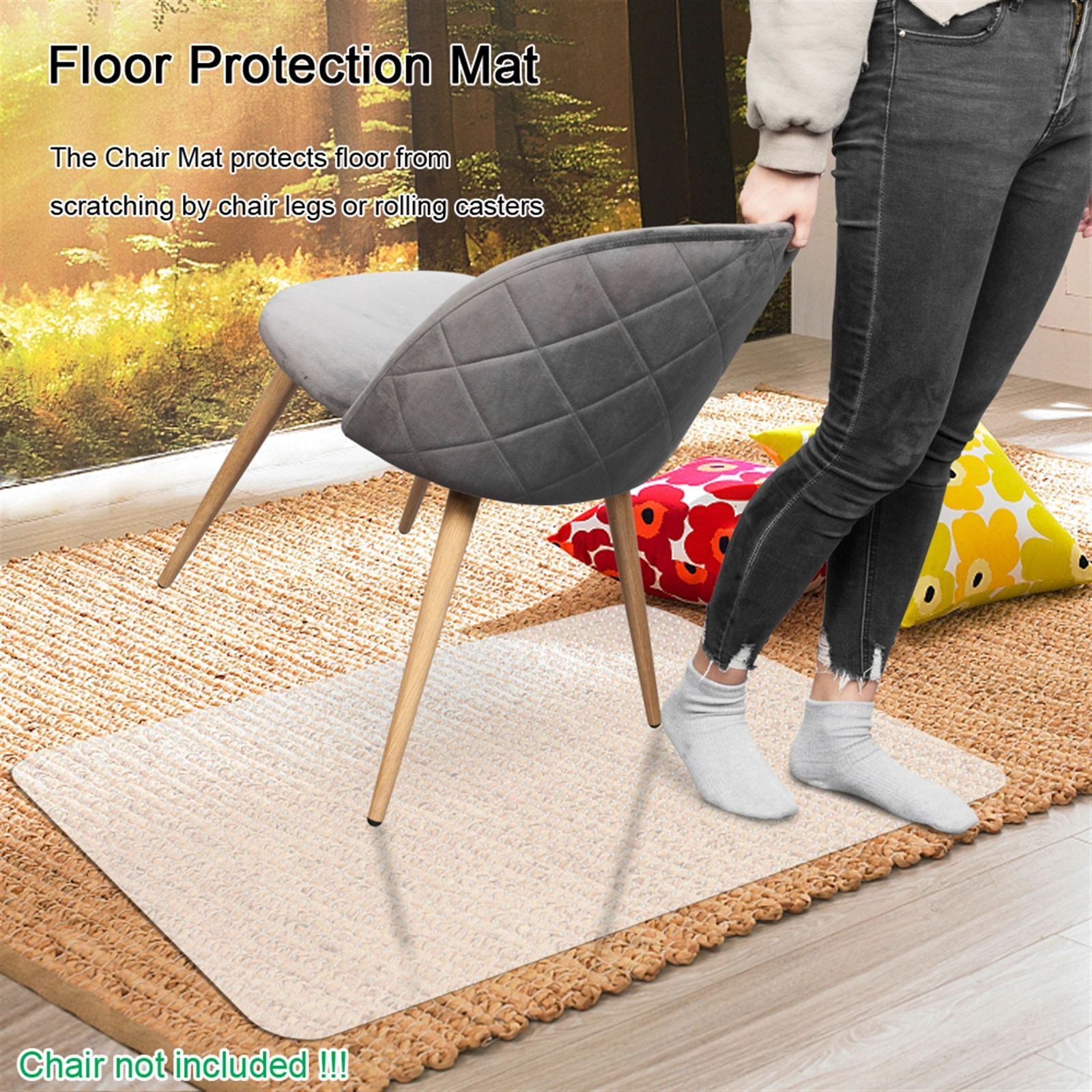 Transparent PVC Floor Protection Mat - Rectangle Chair Mat for Home Office view 20