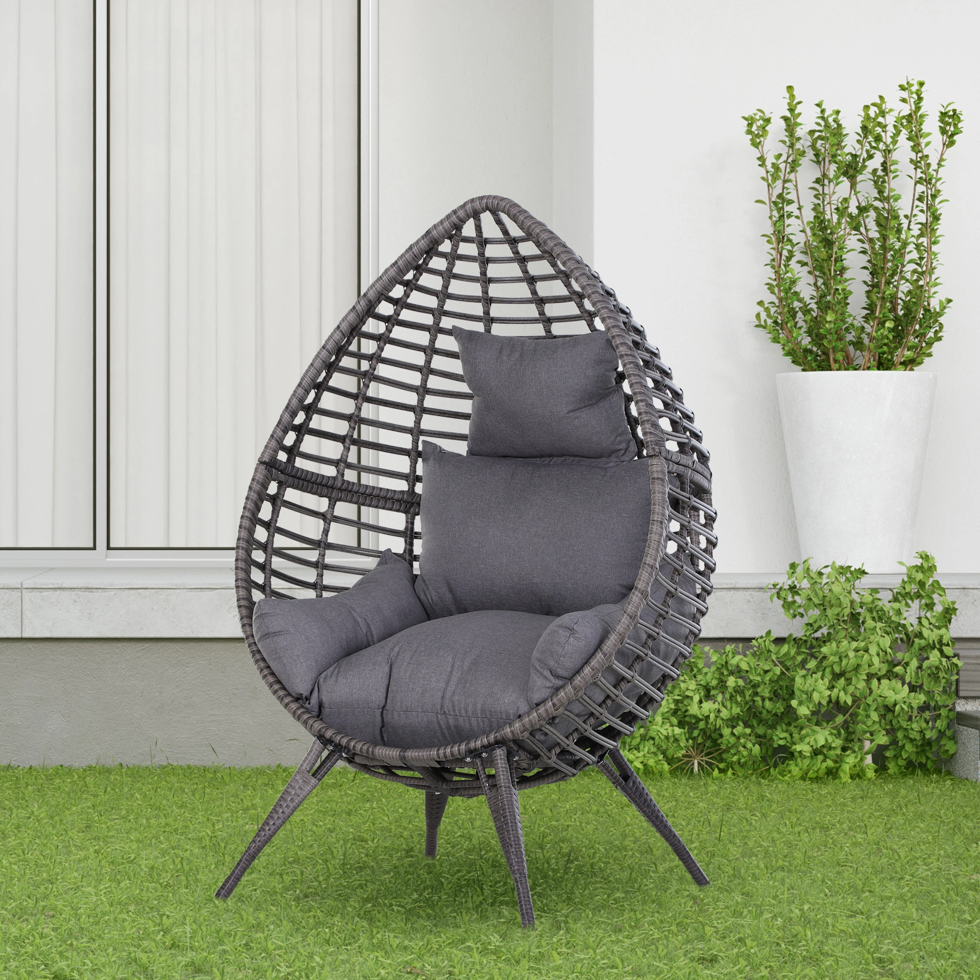 Luxury Patio Furniture 5-Piece Outdoor Dining Set Tempered Glass Table Stackable Chairs UV Resistant