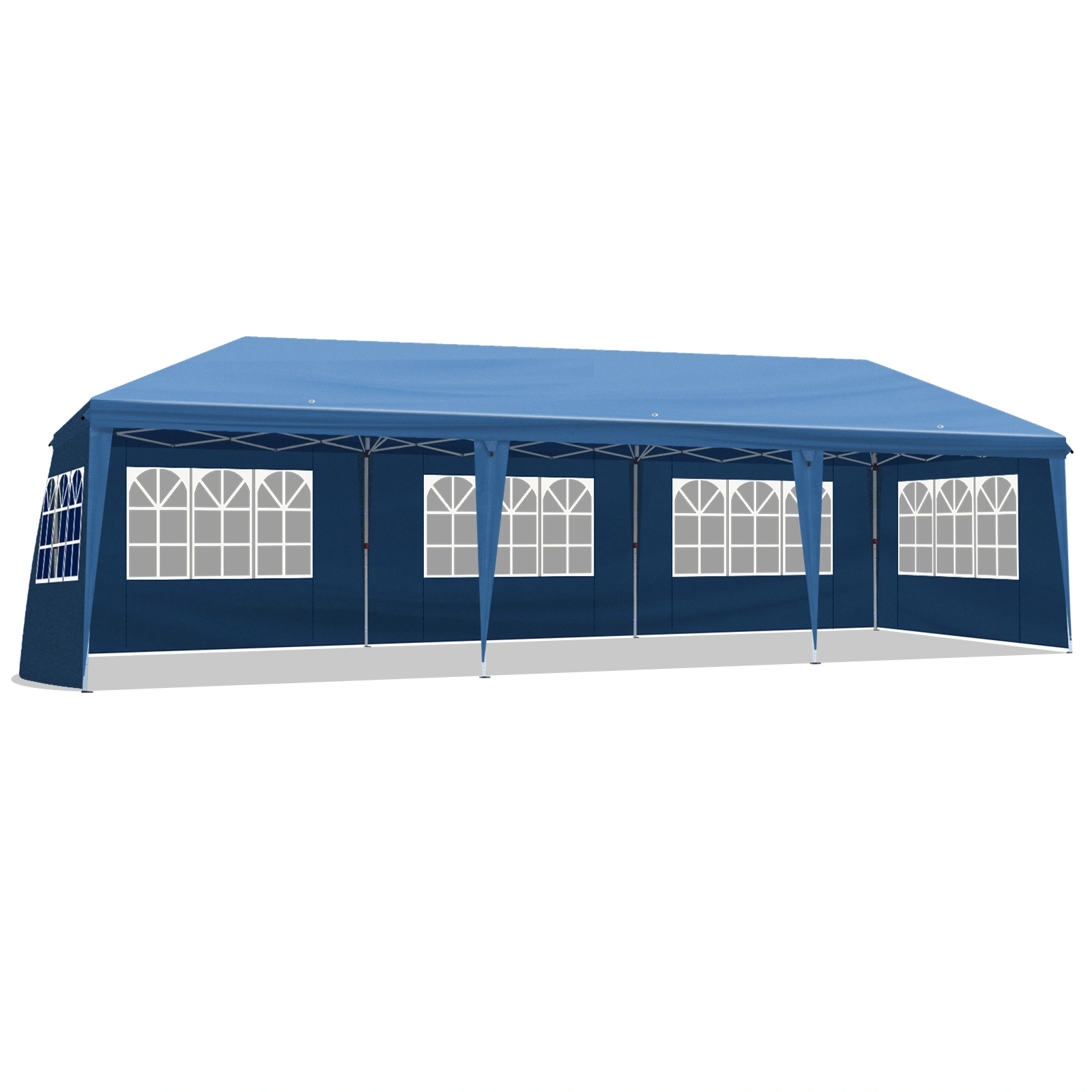 10x30ft Outdoor Pop Up Canopy, Portable Instant Canopy Tent with 8 Sidewalls for Outdoor Events Party Wedding Birthday Graduation, Blue view 10