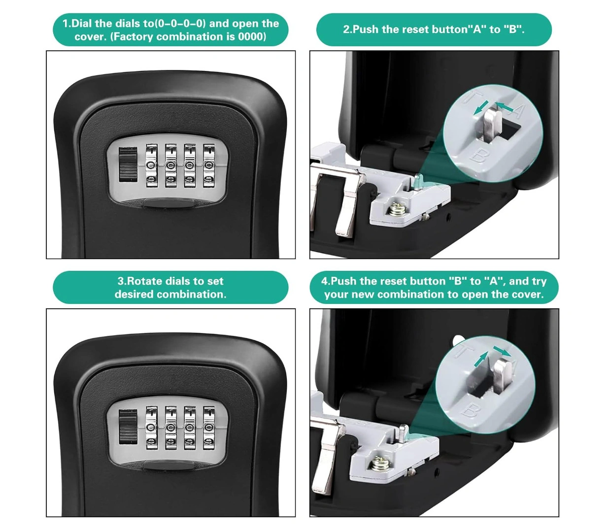 Wall Mounted Key Safe 4-Digit Combination Key Lock Box Outdoor Security for Home Garden UK view 5