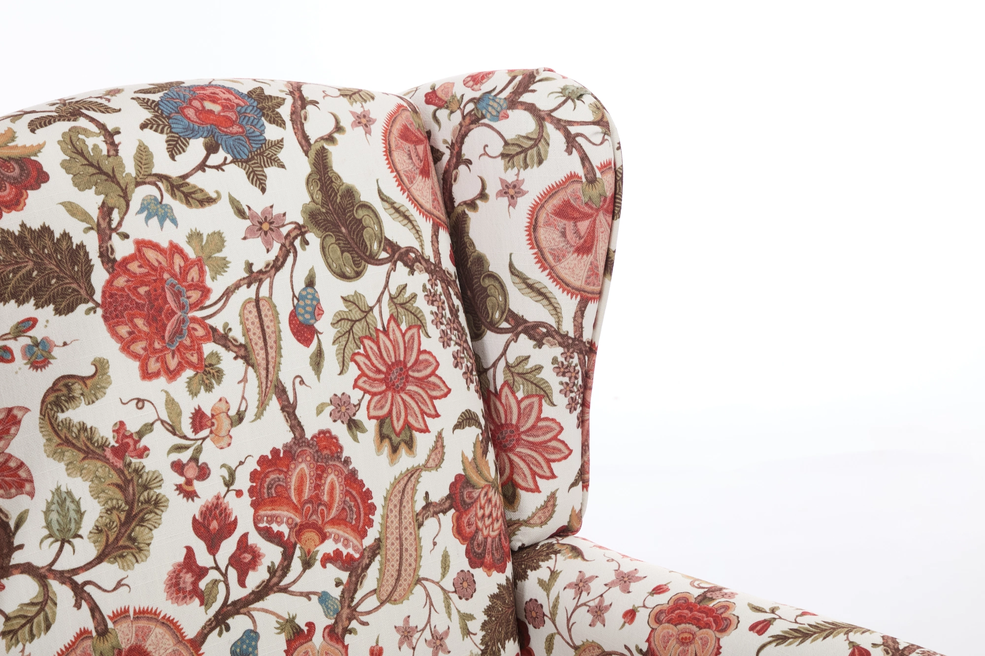 Modern Accent Chair with Retro Wood Legs, Comfy Upholstered Armchair, Floral Design Single Sofa Chair for Living Room Bedroom Office - Floral Red view 26