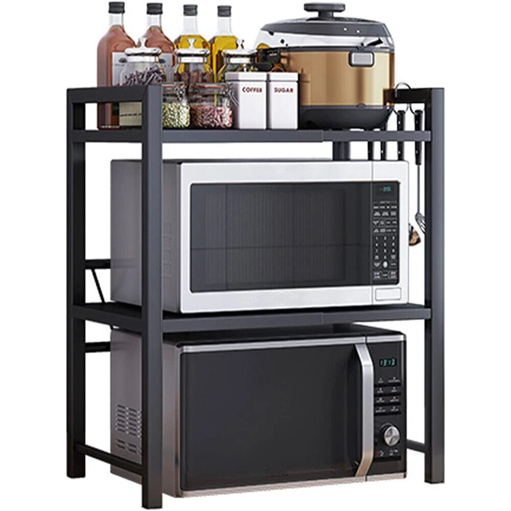 3-Tier Expandable Microwave Oven Rack Stand, Adjustable Kitchen Counter Corner Shelf Storage view 3