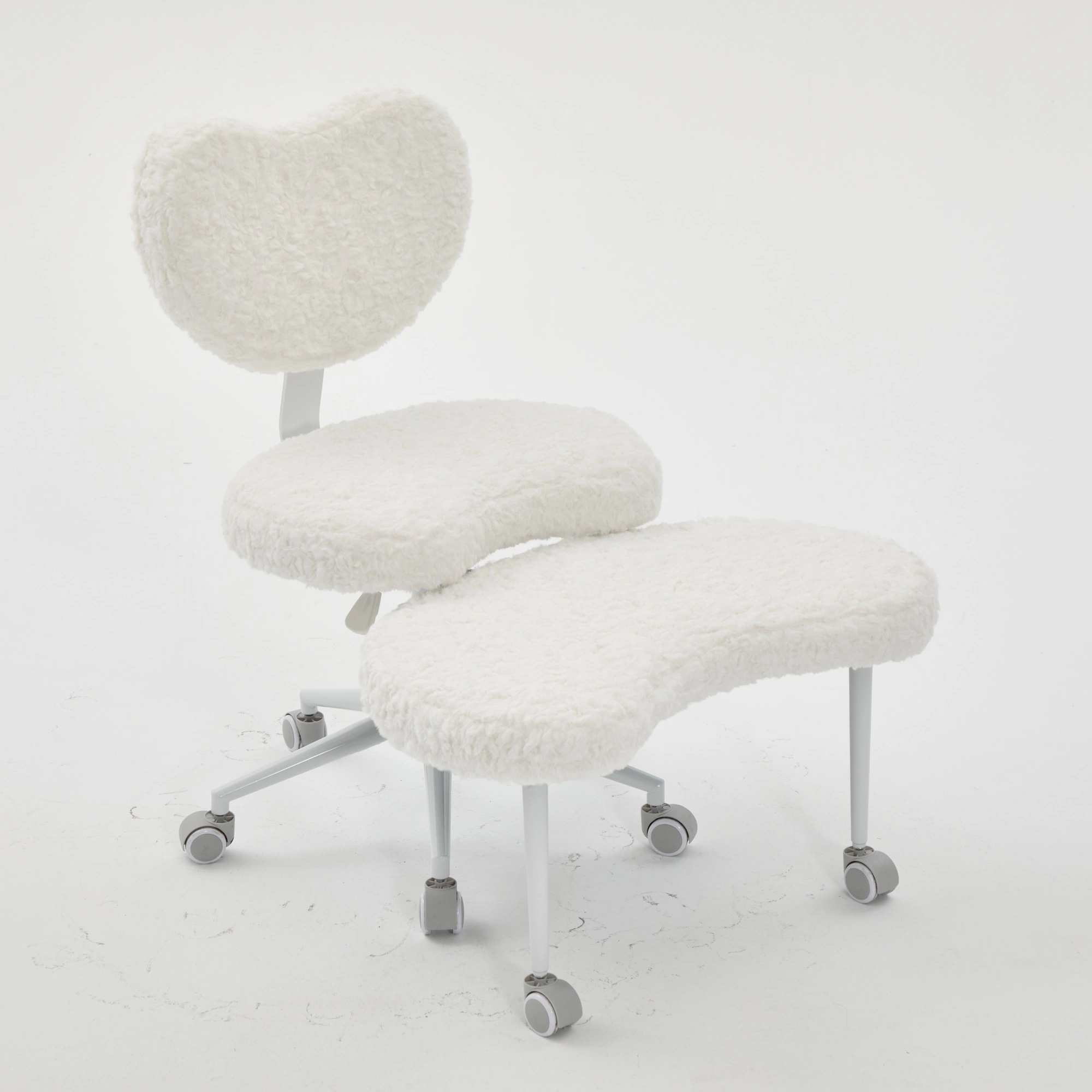 Artificial rabbit hair Meditation Chair Plus, Cross Legged Chair with Wheels, ADHD Chair, Criss Cross Desk Chair with Lumbar Support and Adjustable Stool, Flexible Design for Fidgety Sitters, Beige view 18