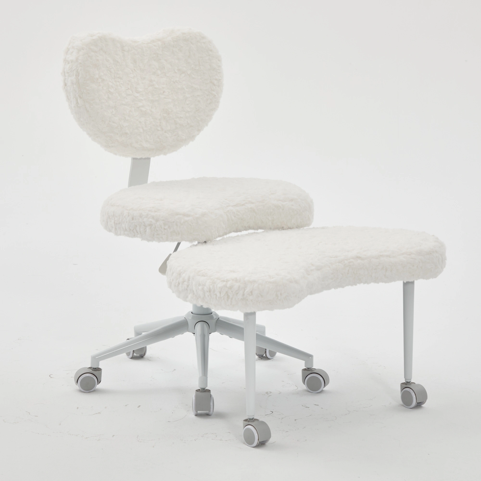 Artificial rabbit hair Meditation Chair Plus, Cross Legged Chair with Wheels, ADHD Chair, Criss Cross Desk Chair with Lumbar Support and Adjustable Stool, Flexible Design for Fidgety Sitters, Beige view 19