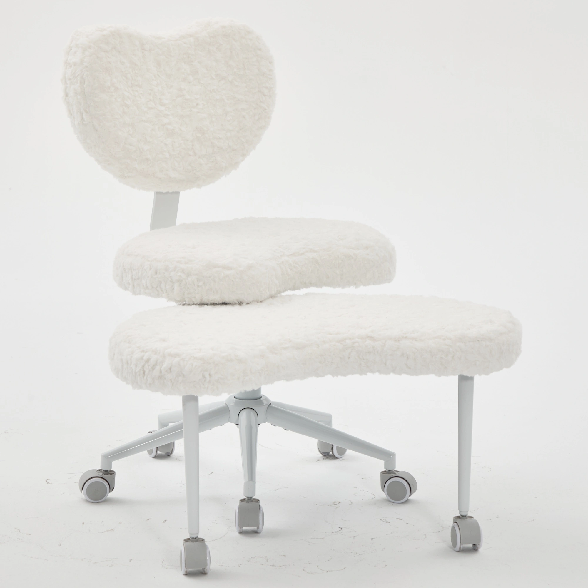 Artificial rabbit hair Meditation Chair Plus, Cross Legged Chair with Wheels, ADHD Chair, Criss Cross Desk Chair with Lumbar Support and Adjustable Stool, Flexible Design for Fidgety Sitters, Beige view 21