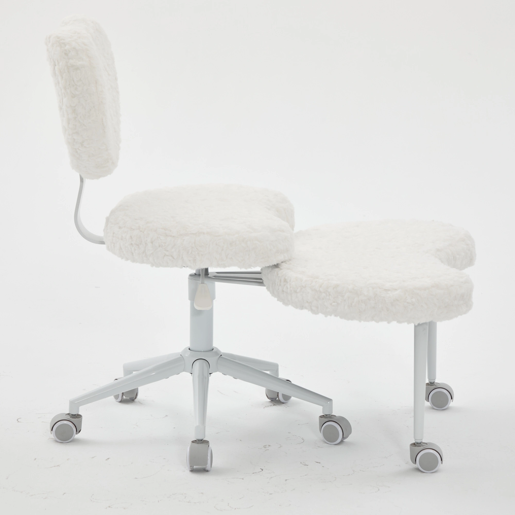 Artificial rabbit hair Meditation Chair Plus, Cross Legged Chair with Wheels, ADHD Chair, Criss Cross Desk Chair with Lumbar Support and Adjustable Stool, Flexible Design for Fidgety Sitters, Beige view 22