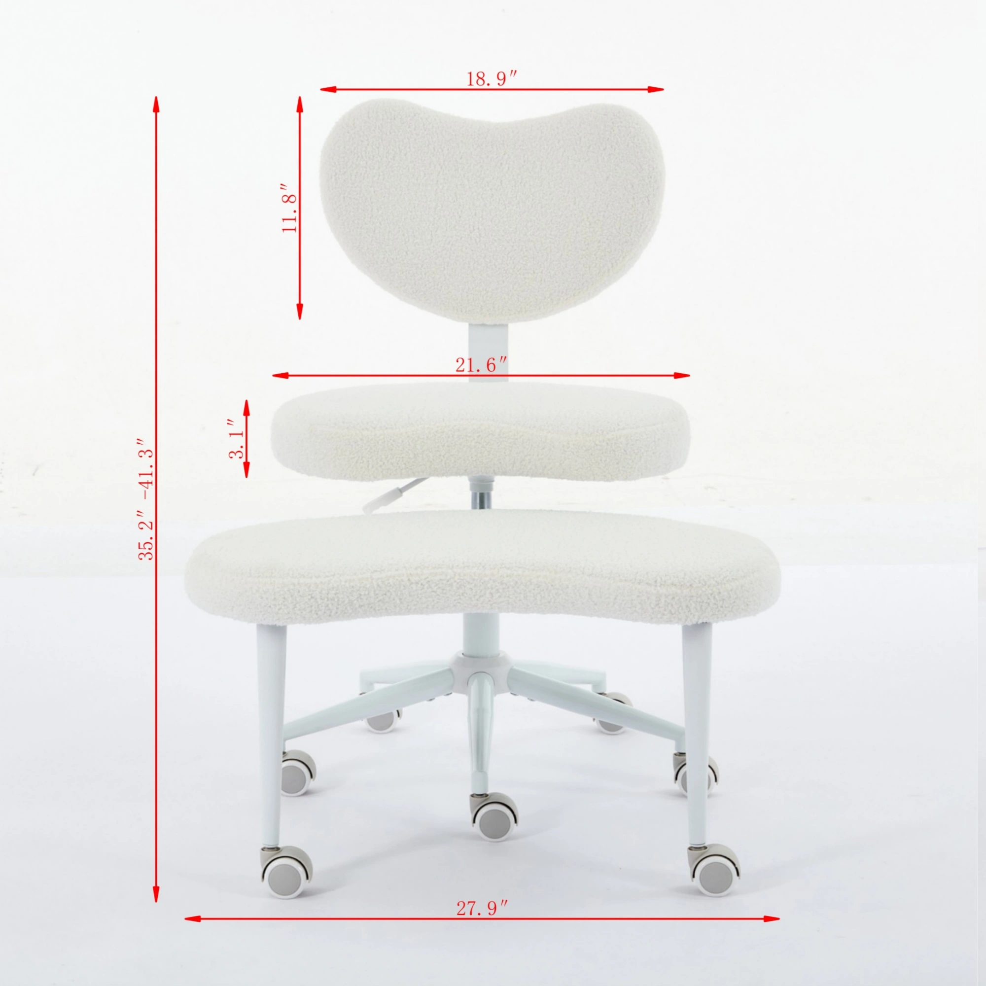 Artificial rabbit hair Meditation Chair Plus, Cross Legged Chair with Wheels, ADHD Chair, Criss Cross Desk Chair with Lumbar Support and Adjustable Stool, Flexible Design for Fidgety Sitters, Beige view 25