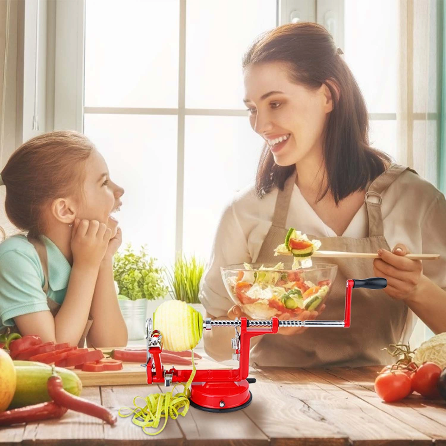 3‑in‑1 Fruit Peeler, 3‑in‑1 Apple Peeler Slicer Corer,Apple Slicer Corer with Suction Base, Zinc Alloy and Stainless‑Steel Blade for Kitchen Fruit Processing view 7
