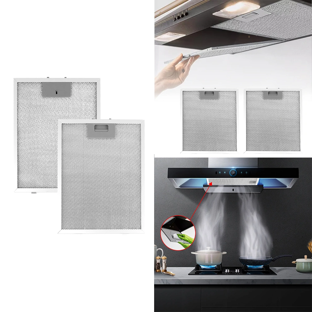 2pcs Kitchen Cooker Hood Replacement Filter Aluminum Metal Mesh Grease Strainer for Range Hood Oven