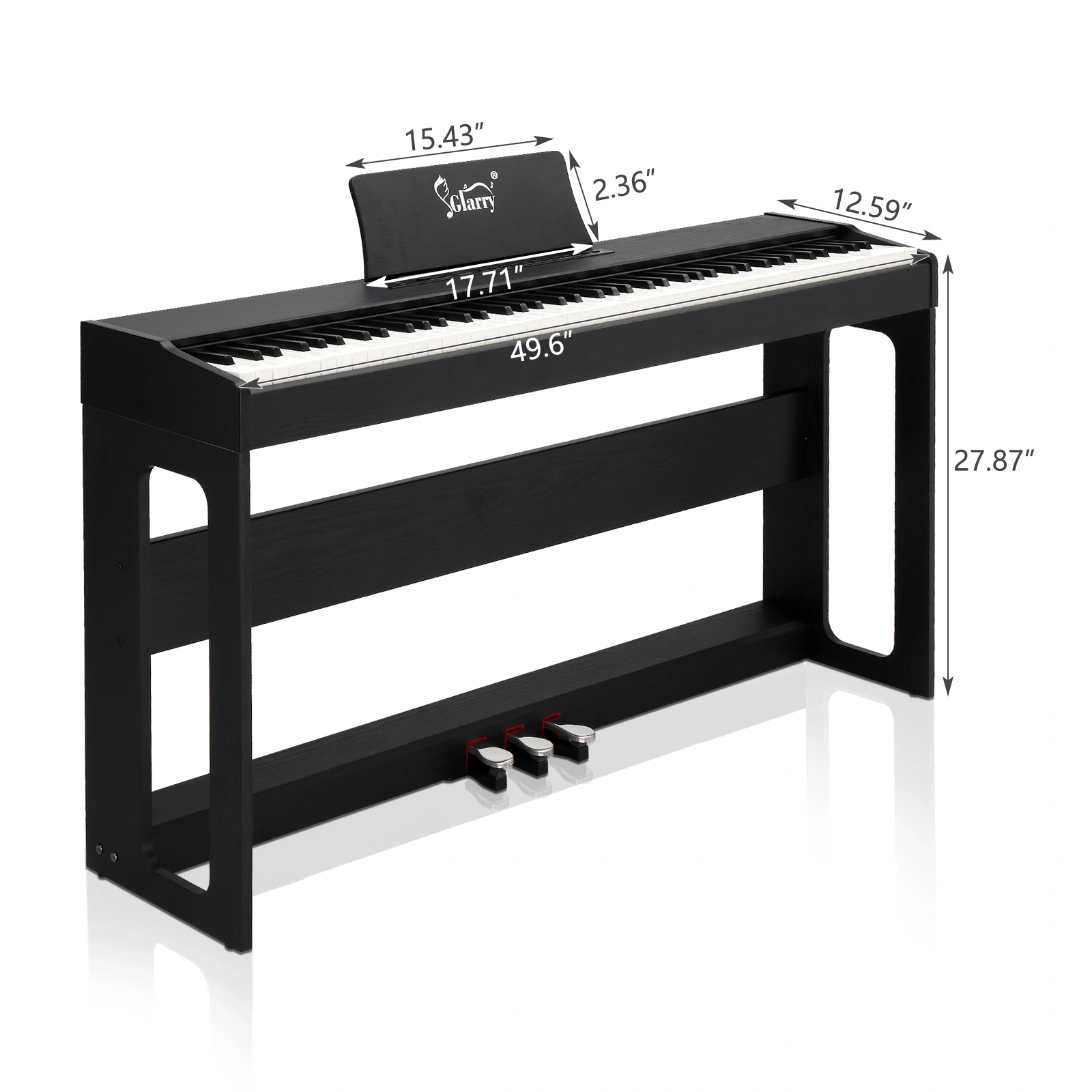 GDP-104 Digital Piano 88 Keys Full Weighted, Black Electric Piano with Furniture Stand, Power Adapter, Triple Pedals & Headphone, for All Experience Levels