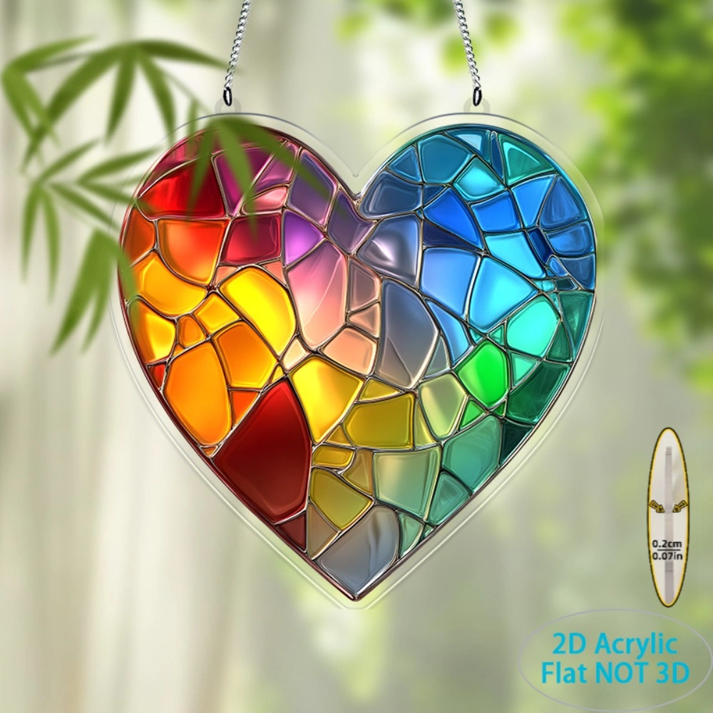 CIFbuy Rainbow Heart Acrylic Sun Catcher, Colorful Reflective Window Ornament for Indoor Outdoor Wall Art, TikTok Temu view 4