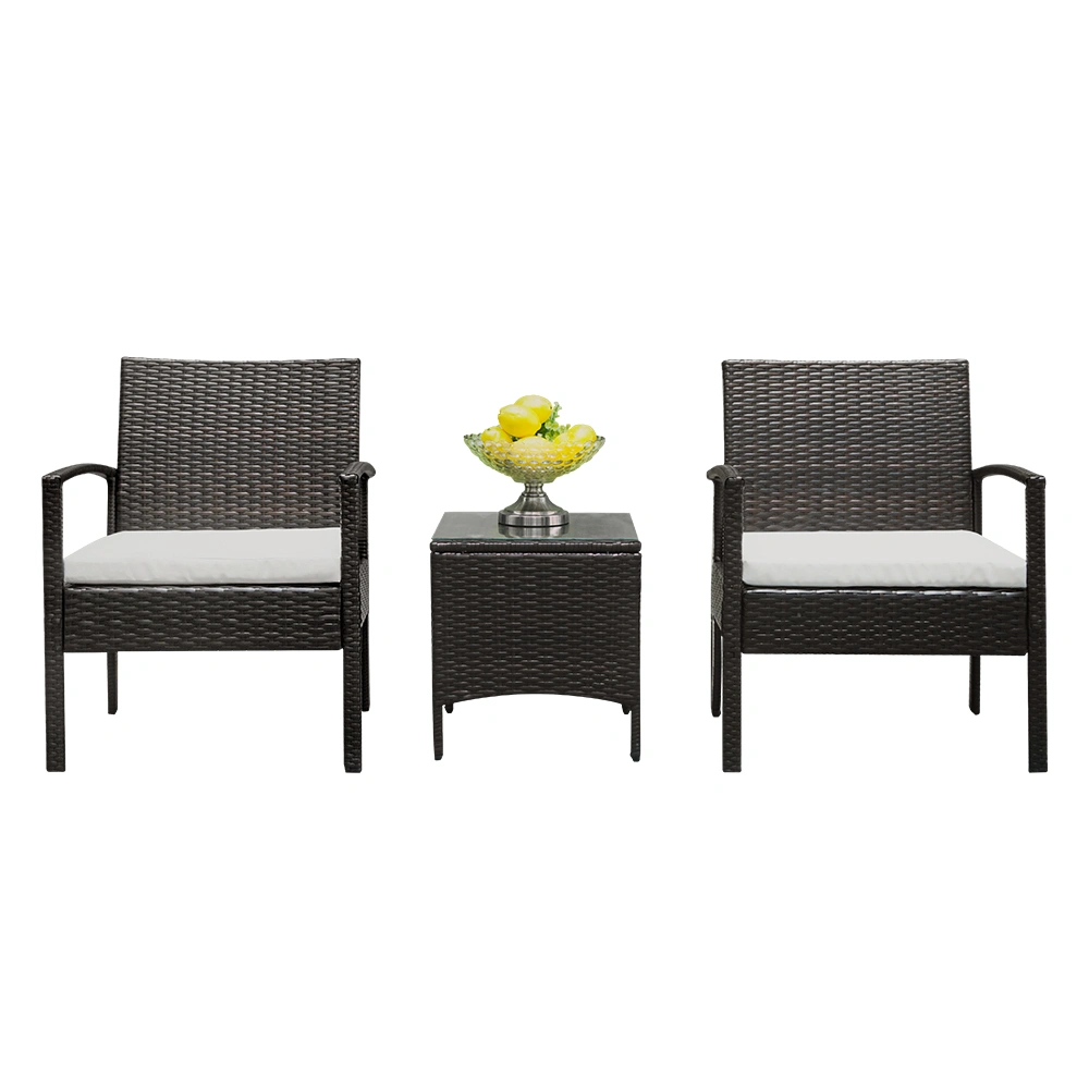 TY-3pcs 2pcs Arm Chairs 1pc Coffee Table Rattan Sofa Set Brown Gradient