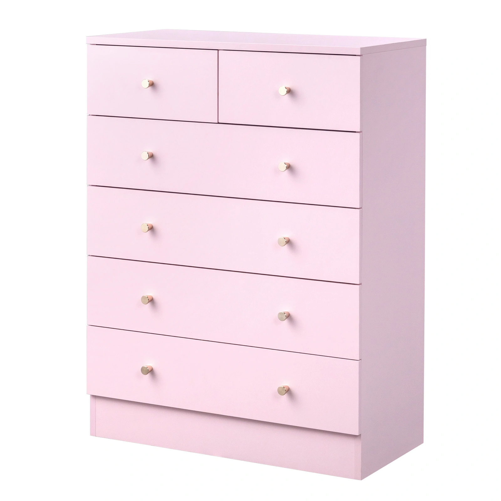 5-Tier 6-Drawer Cabinet with Matte Gold Handles Particleboard Melamine-Coated Storage Cabinet 25.98*12.99*35.04in Macaron Pink view 3