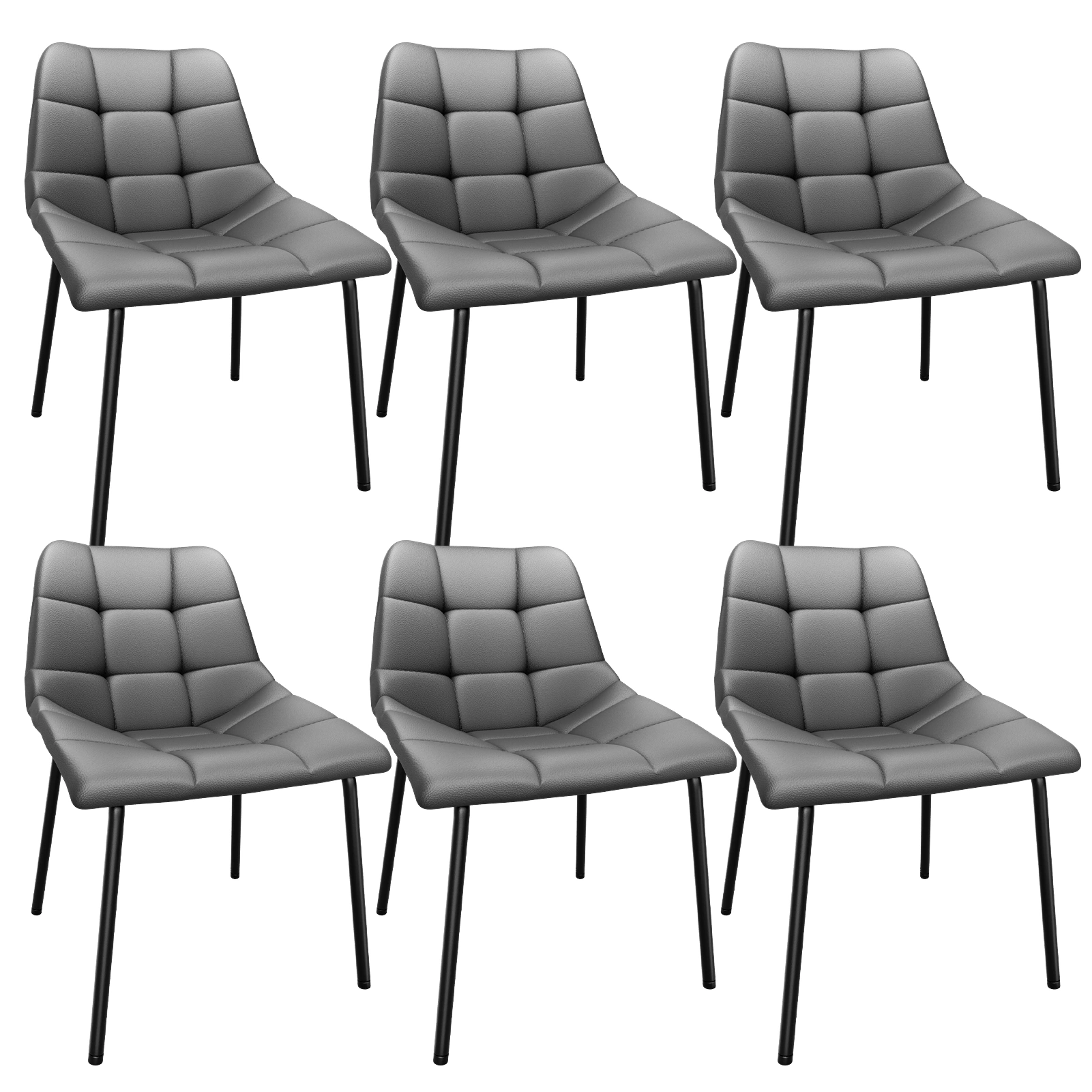 Modern Esszimmerstühle 6er Set, Kunstleder mit Hoher Rückenlehne, Gepolsterte Esstischstühle mit Metallfüßen, für Küche Wohnzimmer