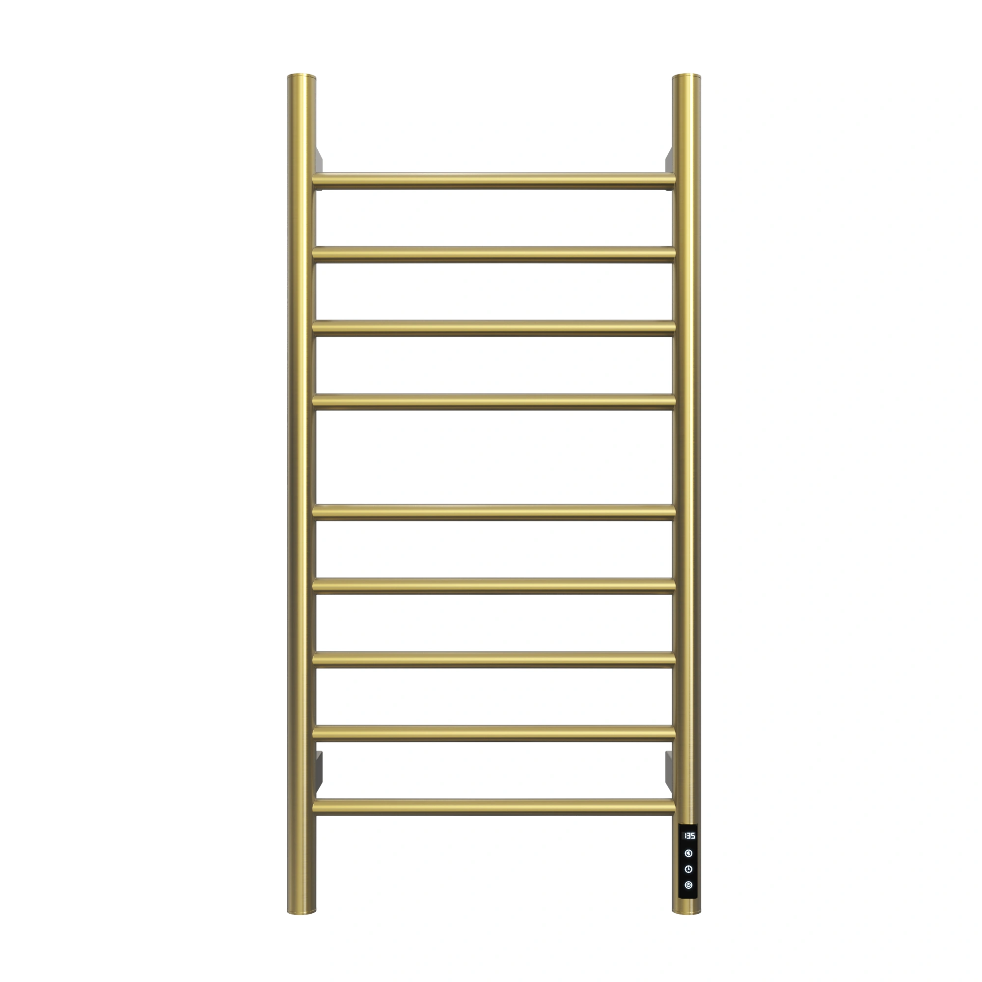 Brushed Gold Heated Towel Rack for Bathroom,Wall Mounted with Intelligent Touch Screen Timer, 9-Bar Towel Warmer, 304 Stainless Steel Polished, Plug-in/Hard-Wired[Unable ship on weekends, TK/TEMU only for pickup, only TX10643 warehouse supports GOFO]