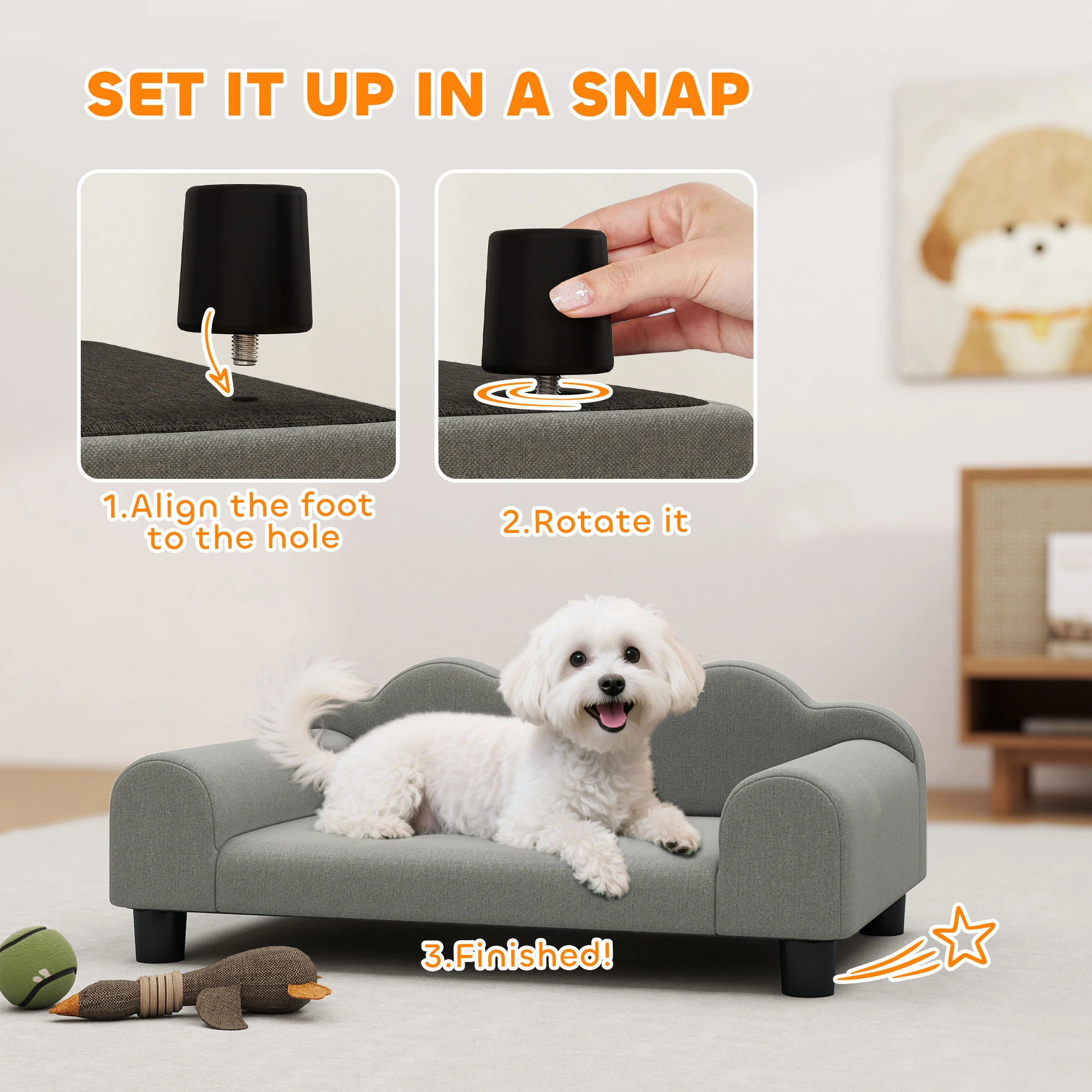 Luxury Dog Bed Pet Sofa Cushion, Soft Calming Orthopedic Pet Bed for Small Medium Large Dogs view 2