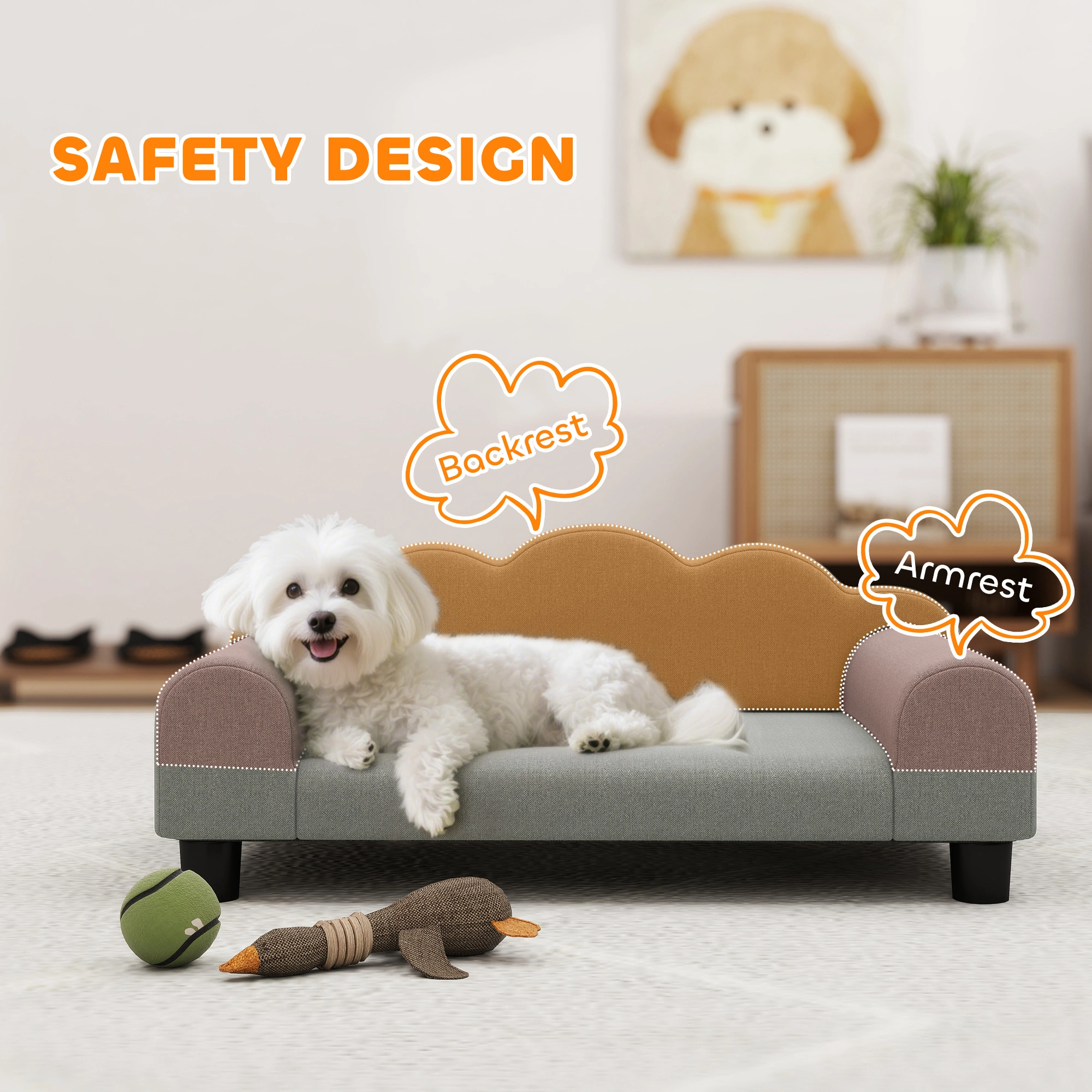 Luxury Dog Bed Pet Sofa Cushion, Soft Calming Orthopedic Pet Bed for Small Medium Large Dogs view 5