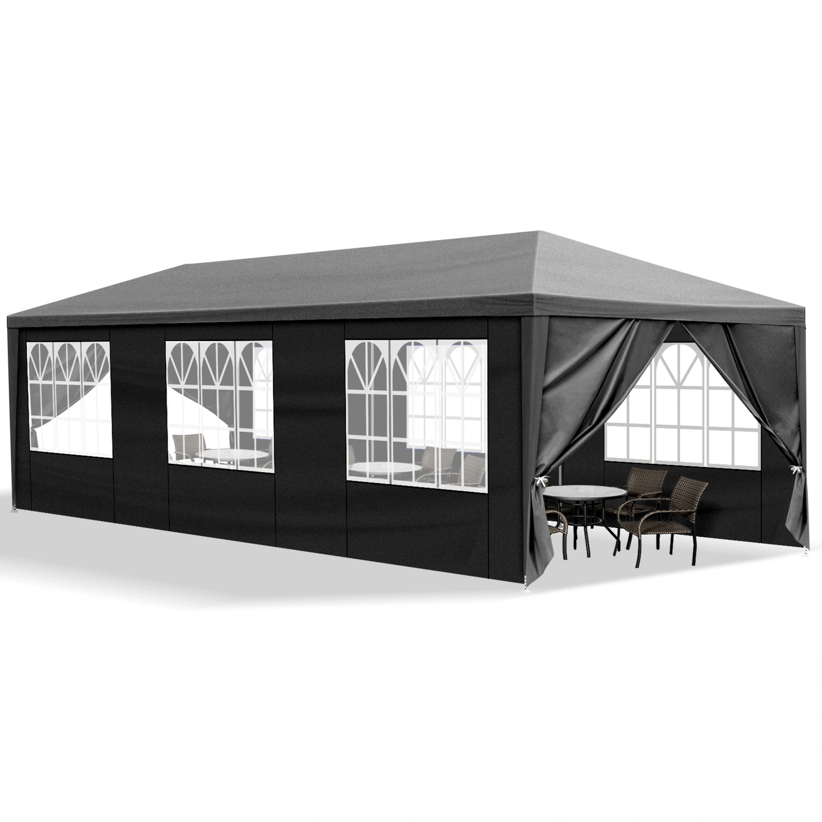 10'x30' Outdoor Party Tent with 8 Removable Sidewalls, Waterproof Canopy Patio Wedding Gazebo Black view 8