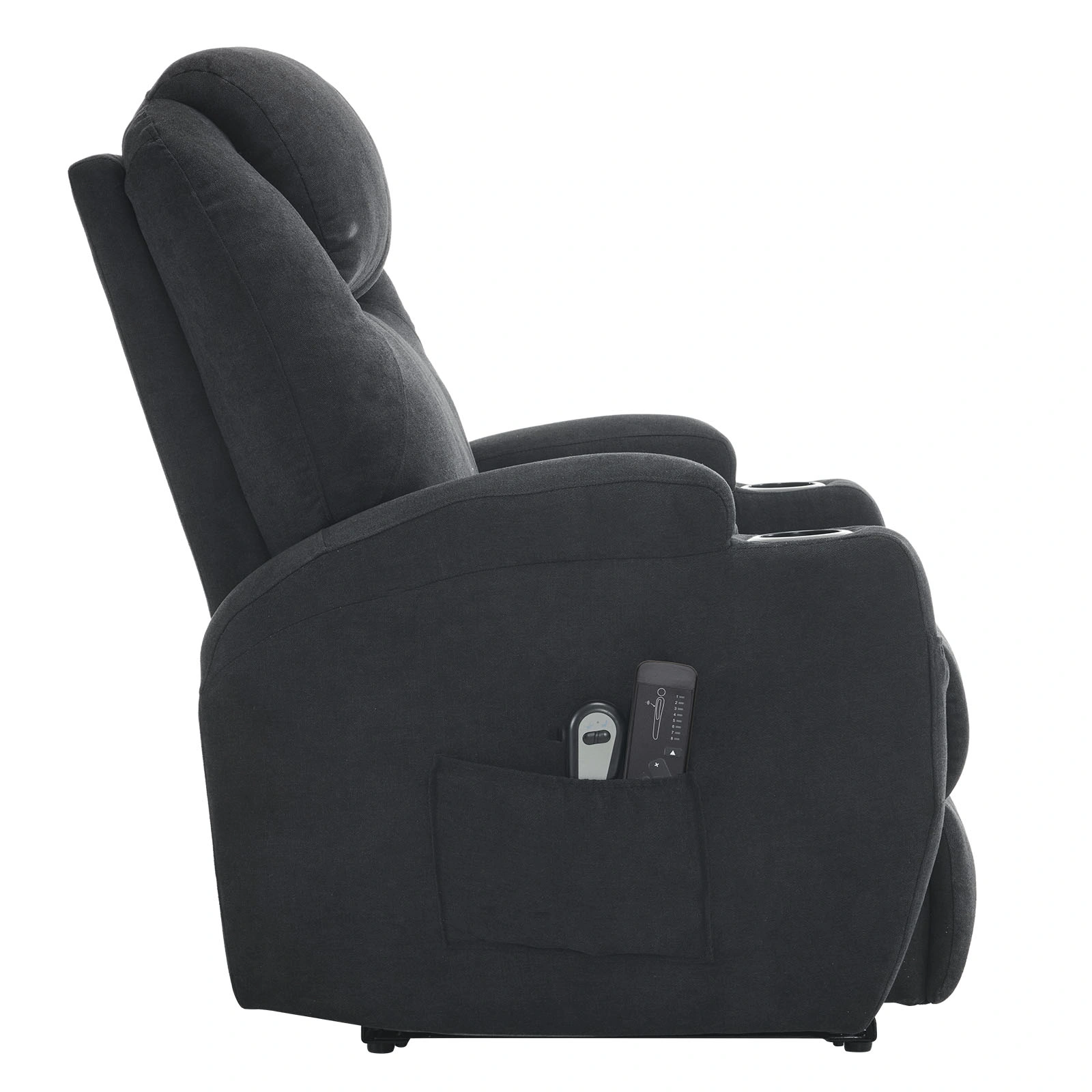Black Fabric Electric Recliner Chair with 2-Point Massage & Heating, 120kg Weight Capacity, Adjustable Reclining Chair for Living Room view 3