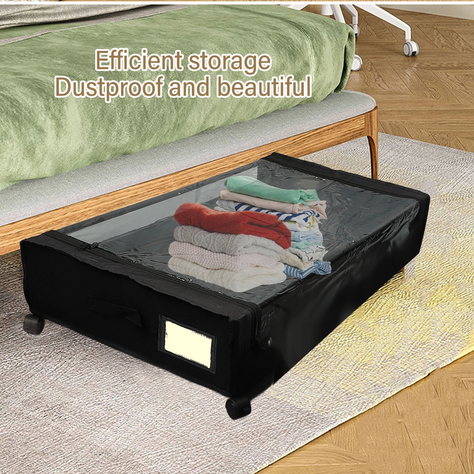 Large Capacity Under Bed Storage Bins with Wheels, Dust-Proof Rolling Organizers for Bedroom Closets - Easy Assembly view 2