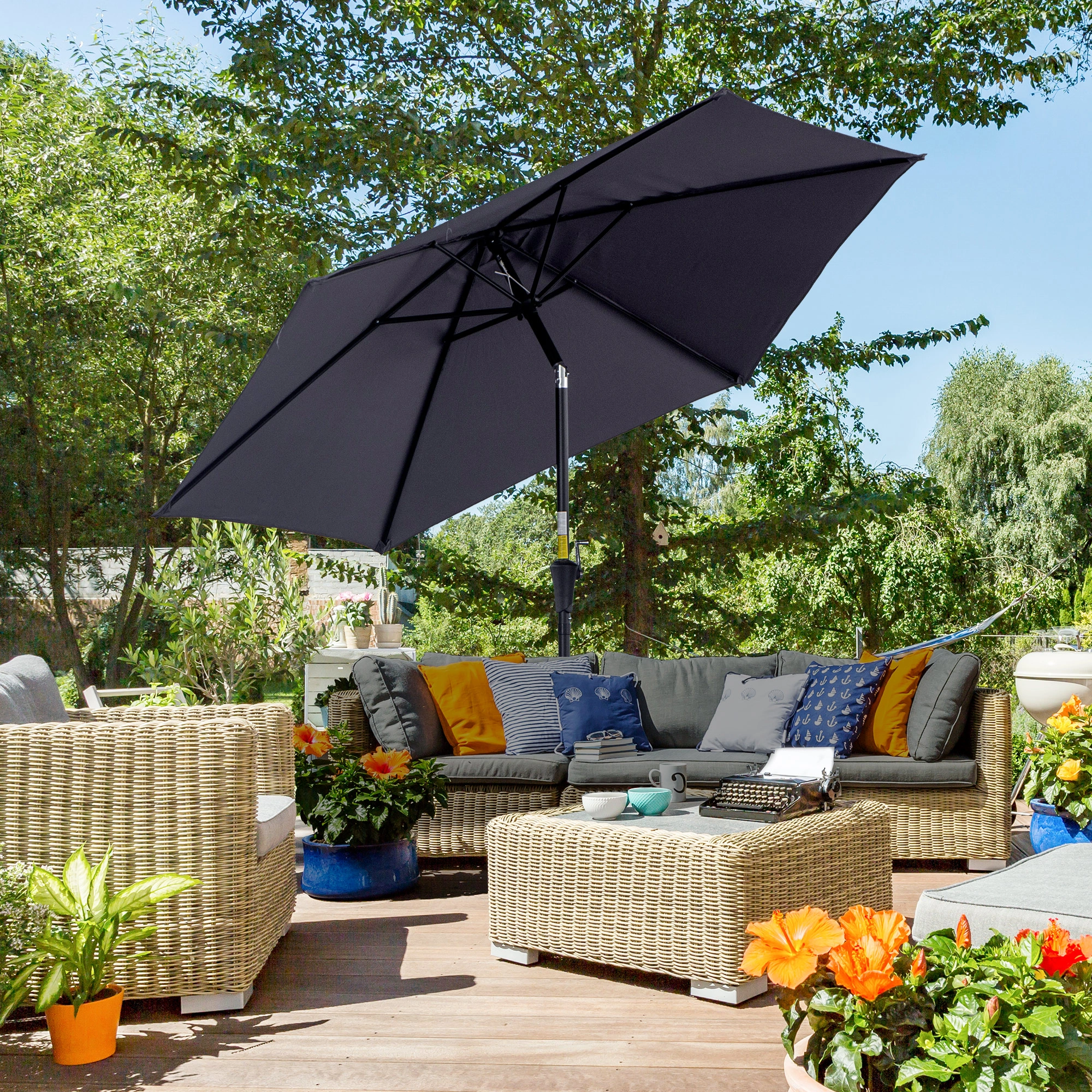 Offset Cantilever Patio Umbrella Tilt Adjustable Outdoor Parasol Amazon Shipping