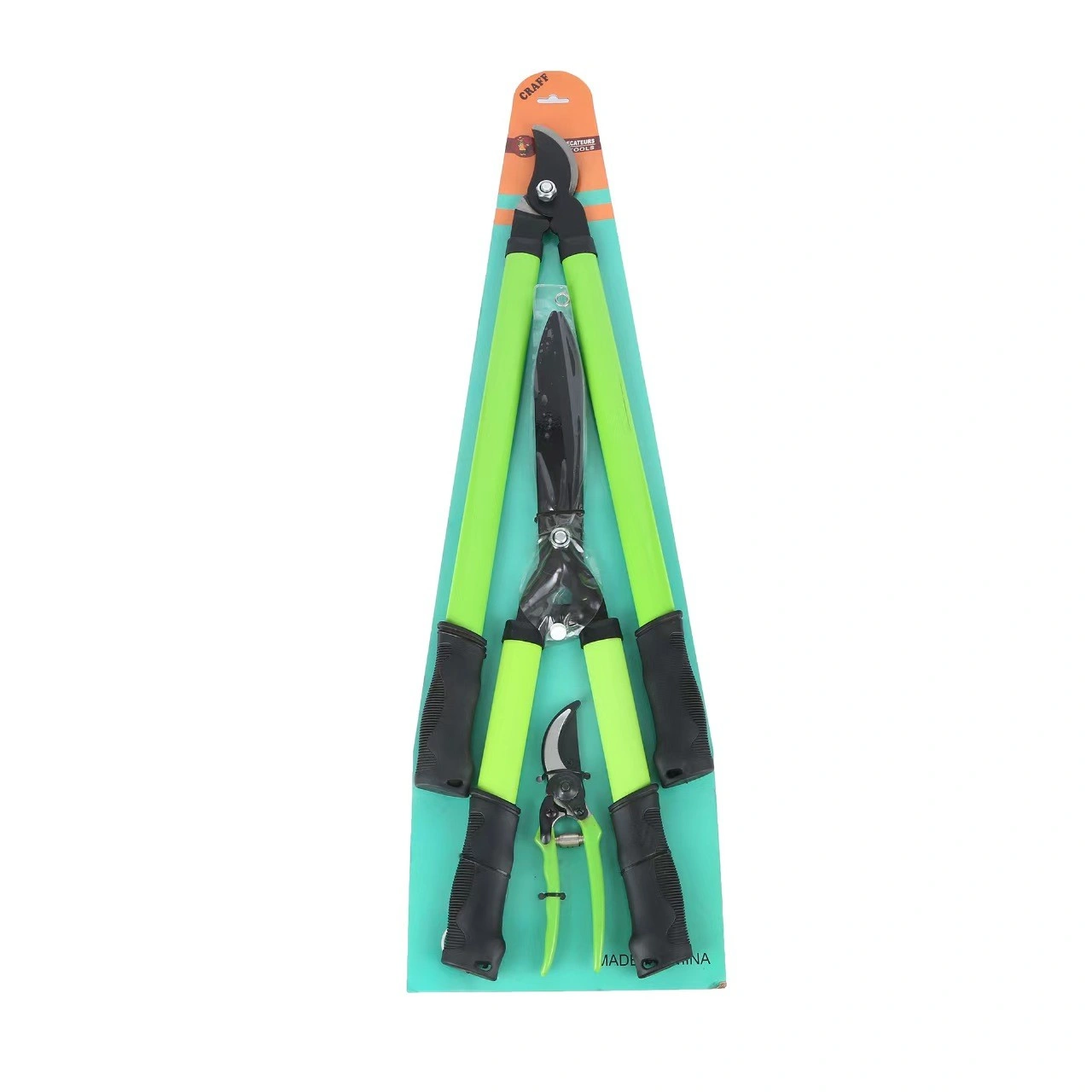 3 Piece Hedge Shears Loppers Pruning Set - Garden Tree Cutting Secateurs & Shrub Pliers