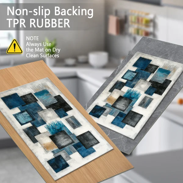 Three-piece kitchen rug set, non-slip and washable, abstract pattern kitchen hallway rug, soft and comfortable, suitable for sinks, floors, entrances, hallways and bathrooms. view 4