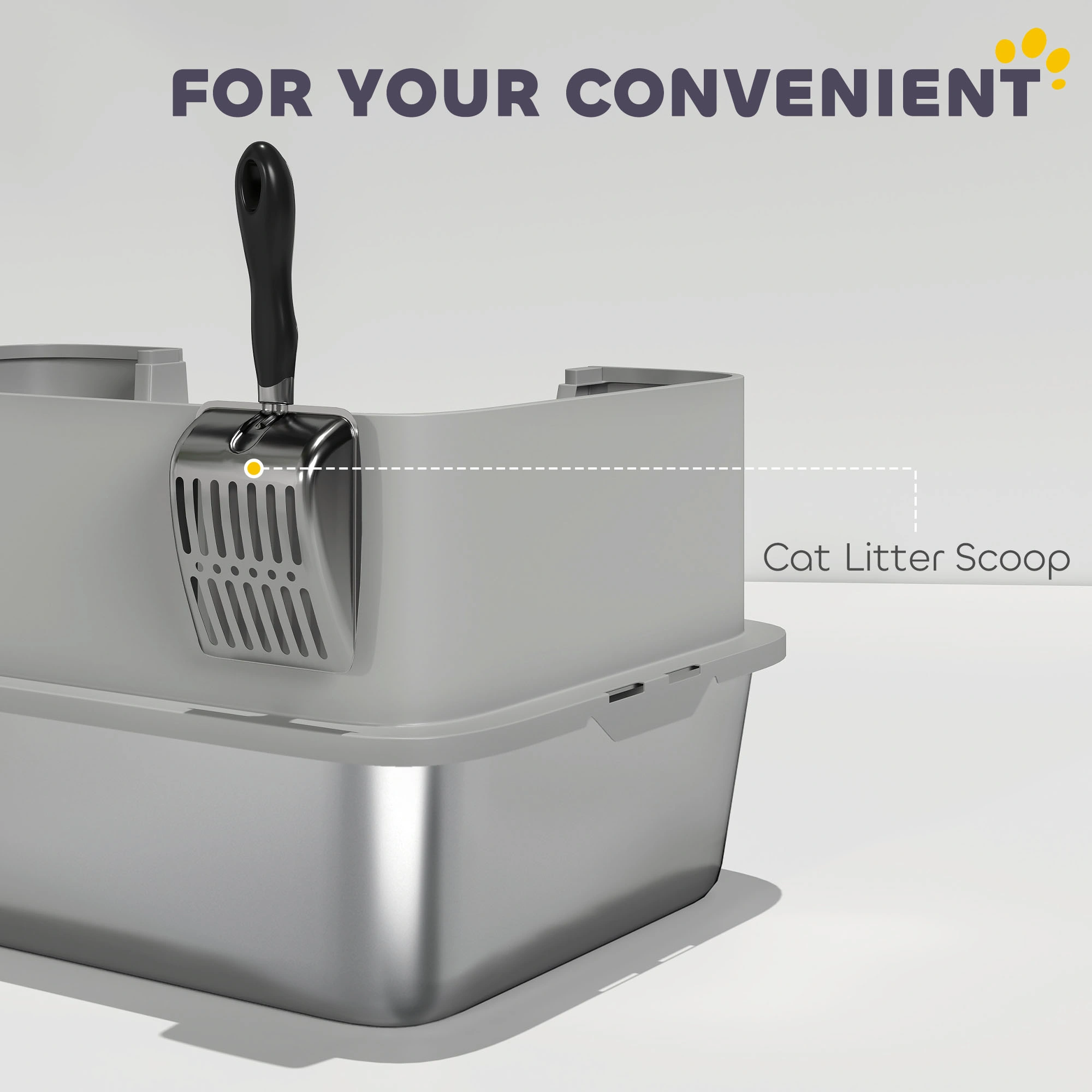 Large Open Top Cat Litter Box with High Sides, Non-Slip Bottom, Easy Clean Design view 3