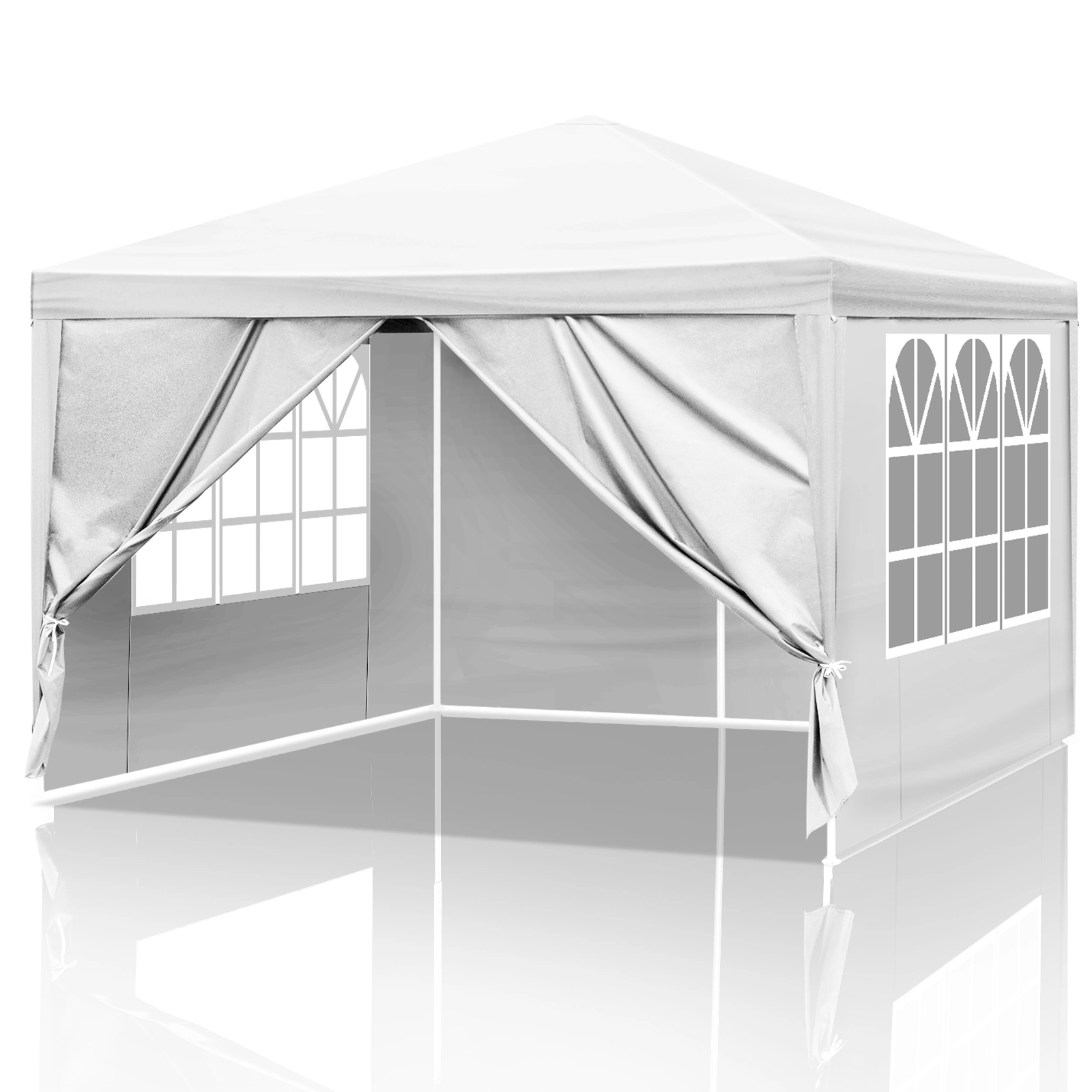 3x3m Portable Waterproof Tent Four Sides Outdoor Camping Home Use with Spiral Tubes Frame White view 5