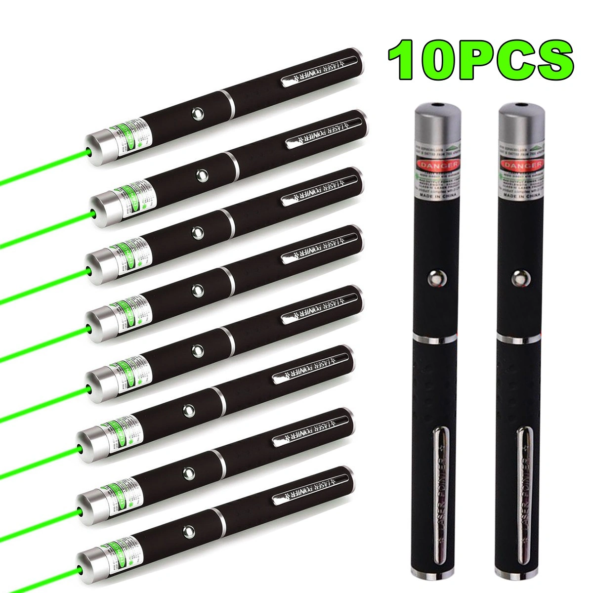 10 PCS Small Laser Pointer Pen 532nm Green Light Visible Beam 1mW for Conference Presentation