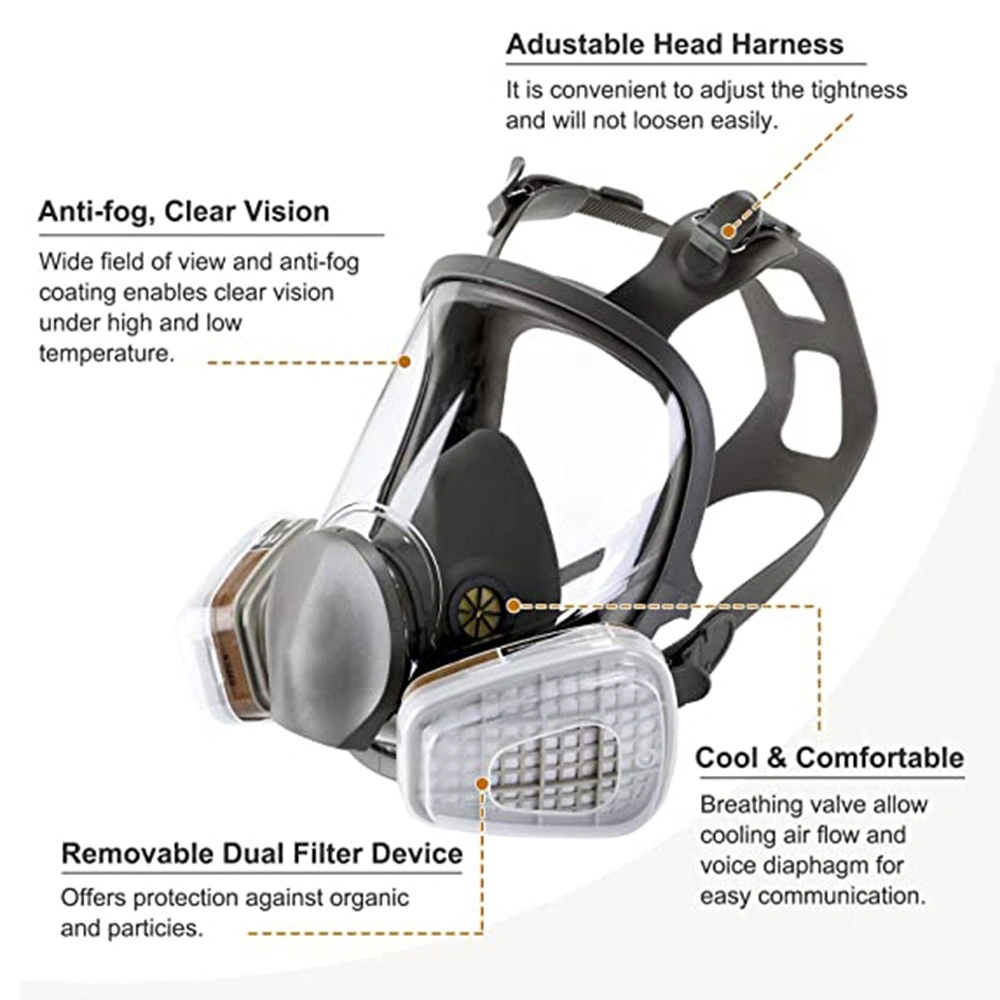 6800 Full Face Gas Mask, 15-in-1 Chemical Vapor Respirator with 95% Filter for Paint Spray & Industrial Use view 5