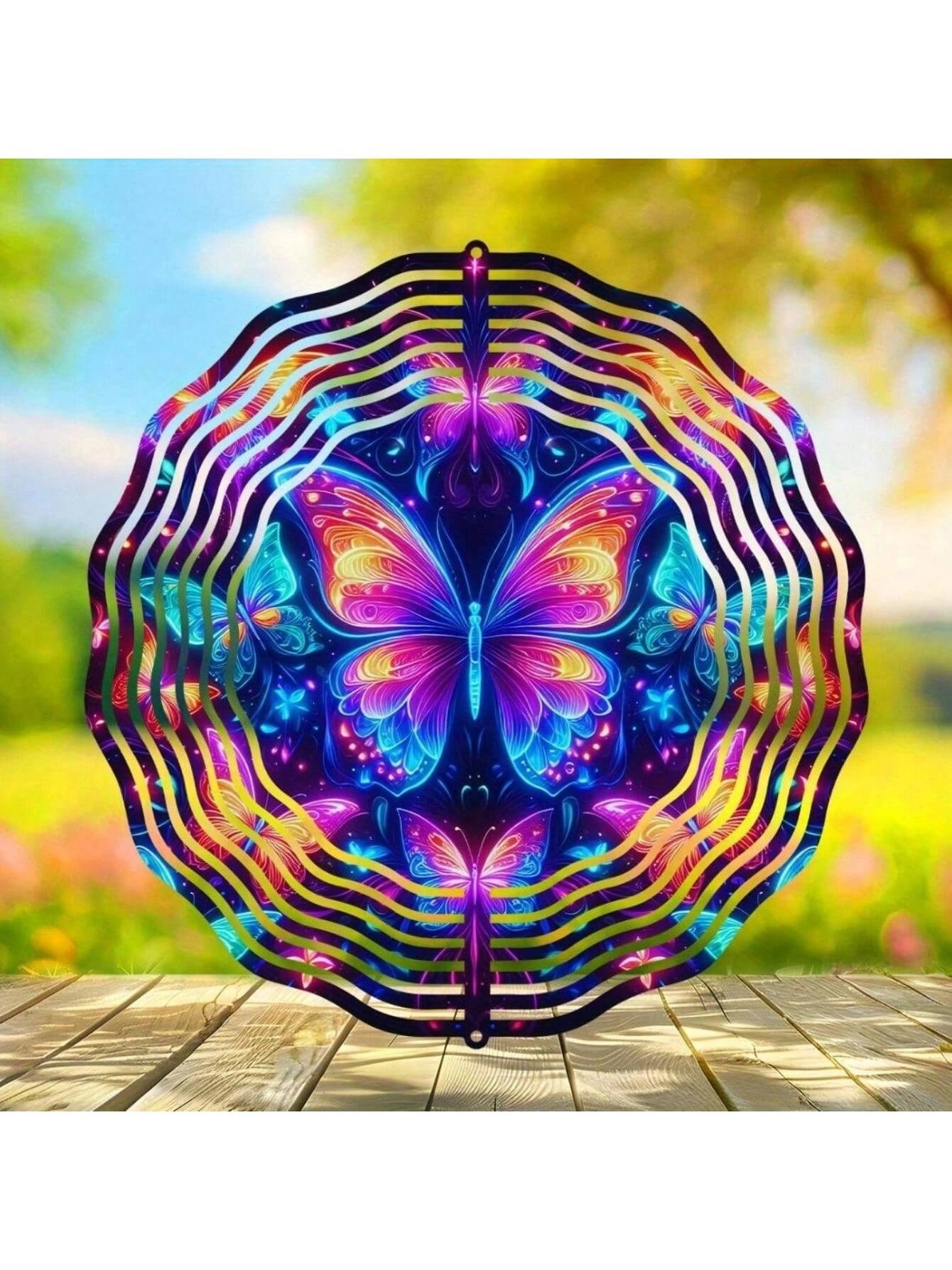 CIFbuy 3D Metal Blue Butterfly Wind Spinner: Yard and Garden Decoration, 25.4cm Kinetic Outdoor Spinner, Spinfinity Wind Sculpture, No Feather, Classic Style(TikTok/temu self-pickup orders) view 7