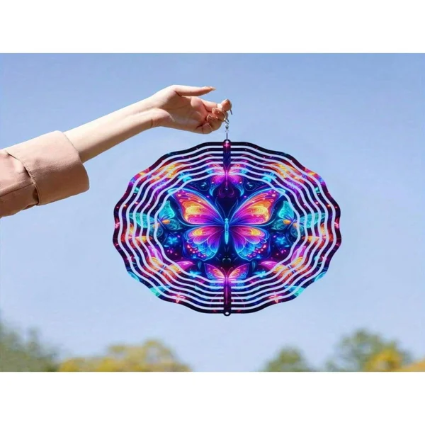 CIFbuy 3D Metal Blue Butterfly Wind Spinner: Yard and Garden Decoration, 25.4cm Kinetic Outdoor Spinner, Spinfinity Wind Sculpture, No Feather, Classic Style(TikTok/temu self-pickup orders)