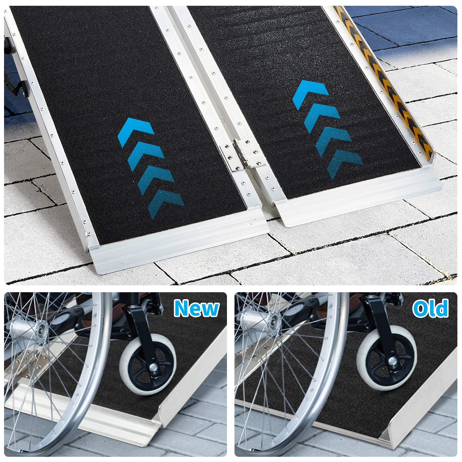 5FT Non-Skid Folding Aluminum Wheelchair Ramp for Home Steps, Holds Up to 600 lbs, Portable Scooter Mobility Ramp with Handle view 4