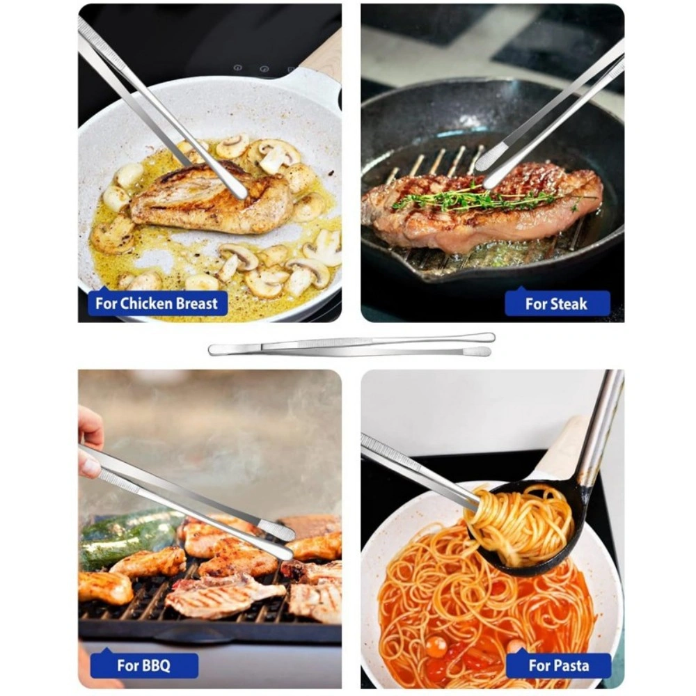 2 Pcs Stainless Steel Kitchen Cooking Tweezers Tongs - 30cm/12 Inch Food Grill Tools view 4
