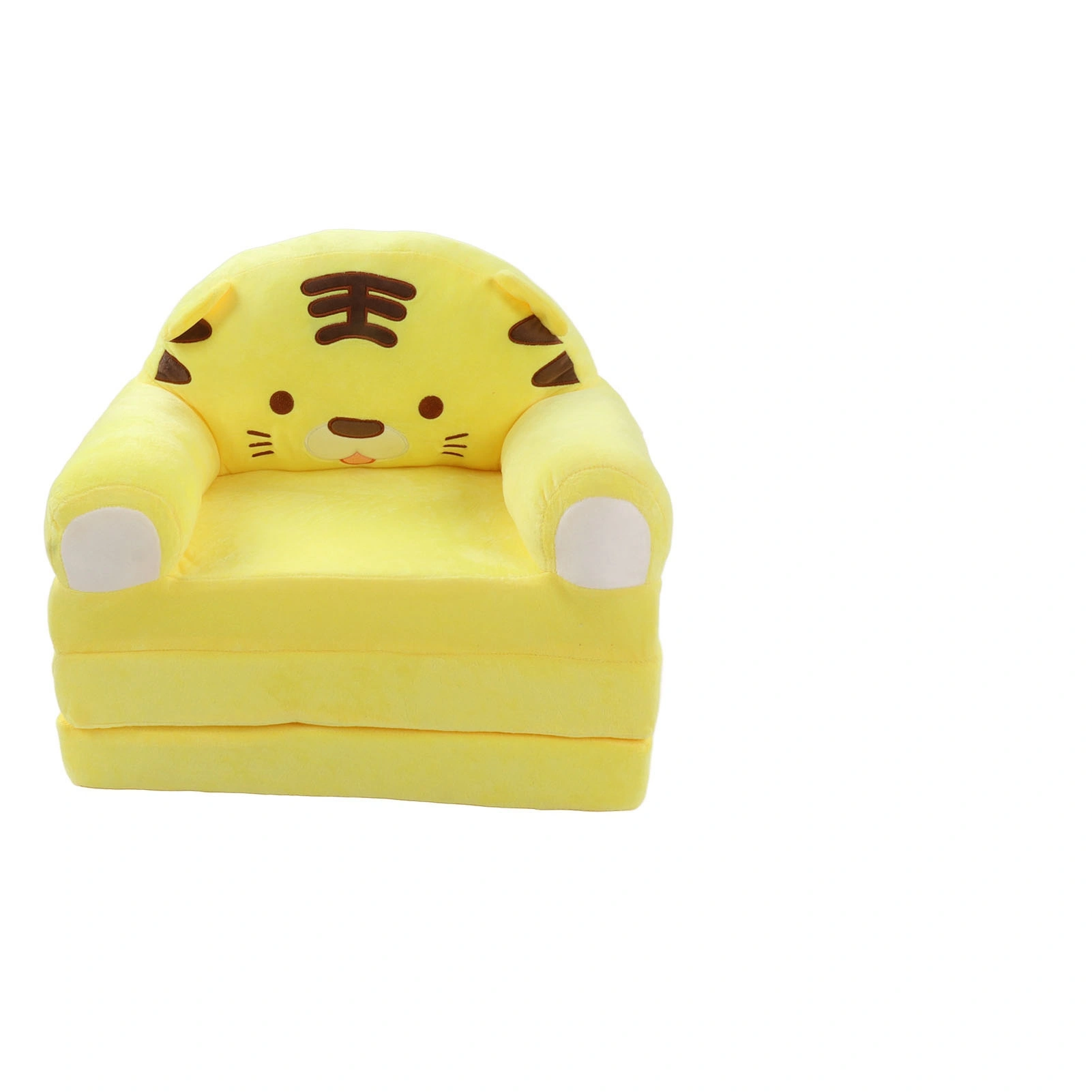 Cute Cartoon Foldable Kids Sofa Bed, 2 in 1 Backrest Armchair Children Folding Couch with Armrests, Yellow Kids Sofa for Living Room Bedroom view 3